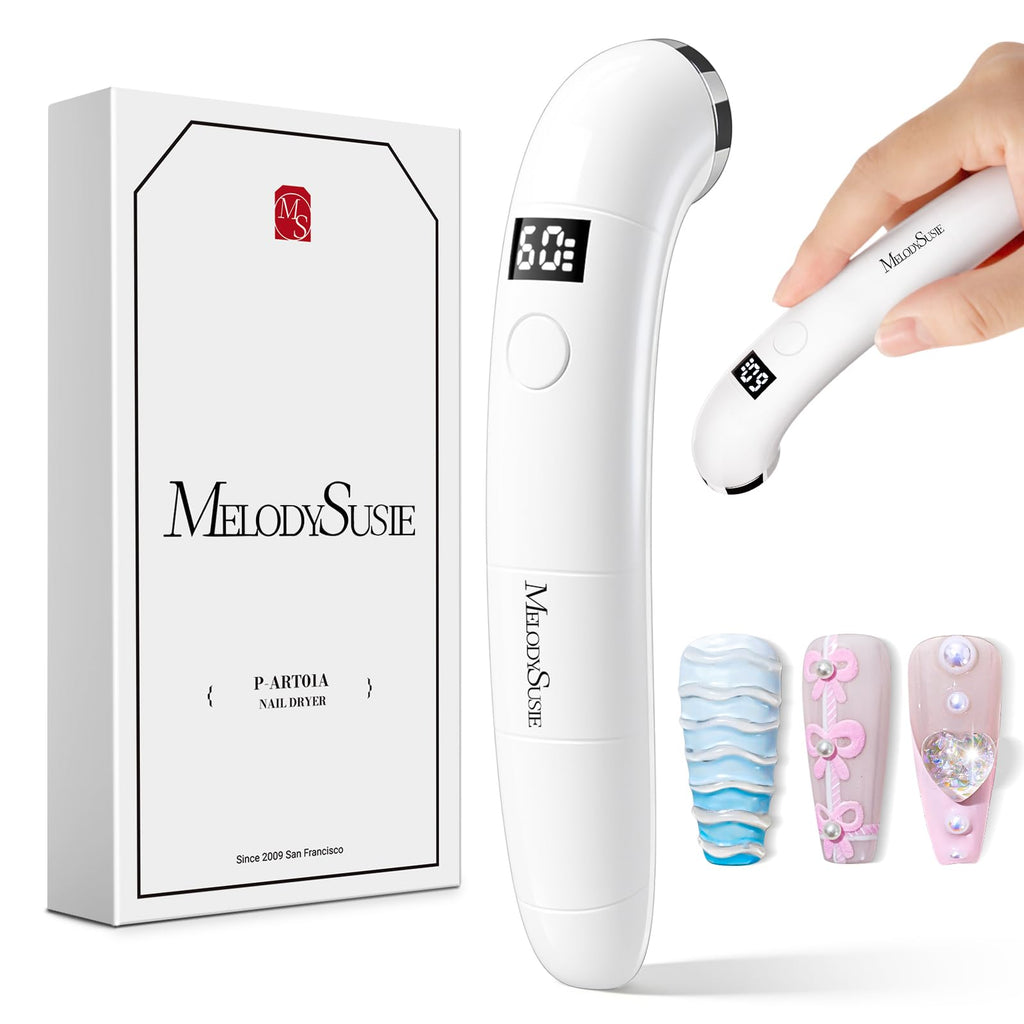 MelodySusie Ergonomic Cordless UV Nail Lamp – P-Art01A Mini LED Light with LCD & 2 Timers