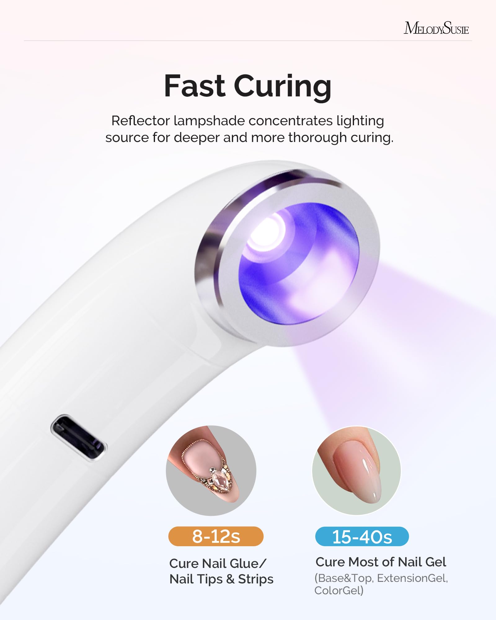 MelodySusie Ergonomic Cordless UV Nail Lamp – P-Art01A Mini LED Light with LCD & 2 Timers