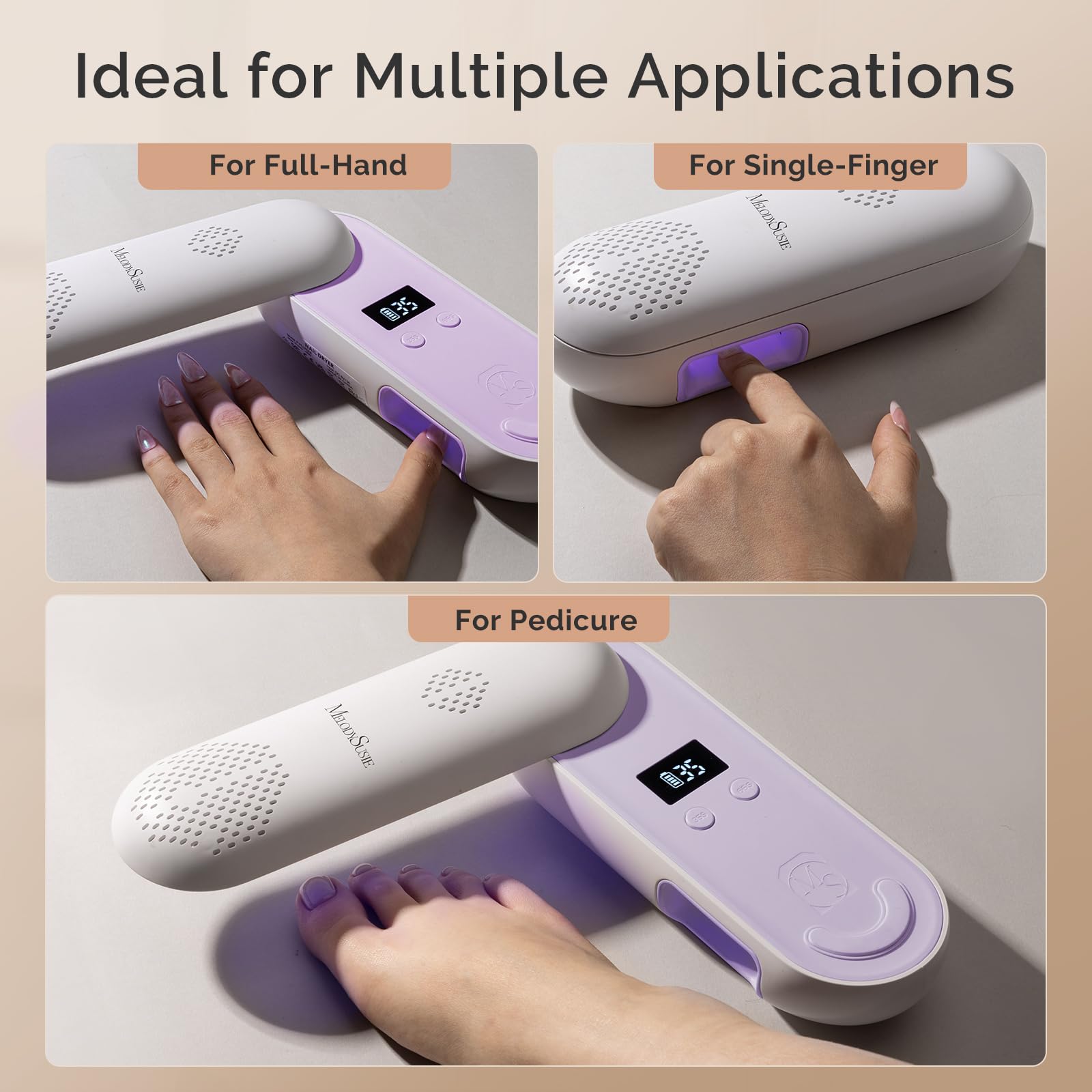 MelodySusie P-PLUS20F: Compact Cordless UV Nail Lamp with Rotatable Panel - Rechargeable Pink