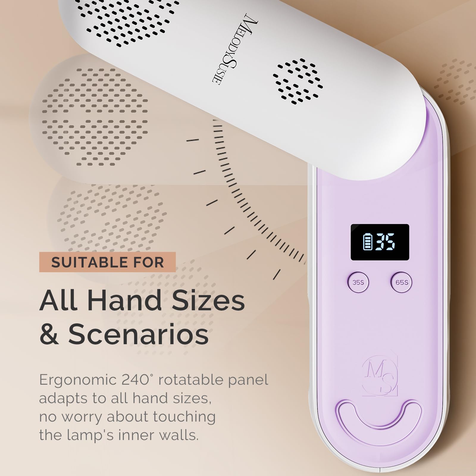 MelodySusie P-PLUS20F: Compact Cordless UV Nail Lamp with Rotatable Panel - Rechargeable Pink