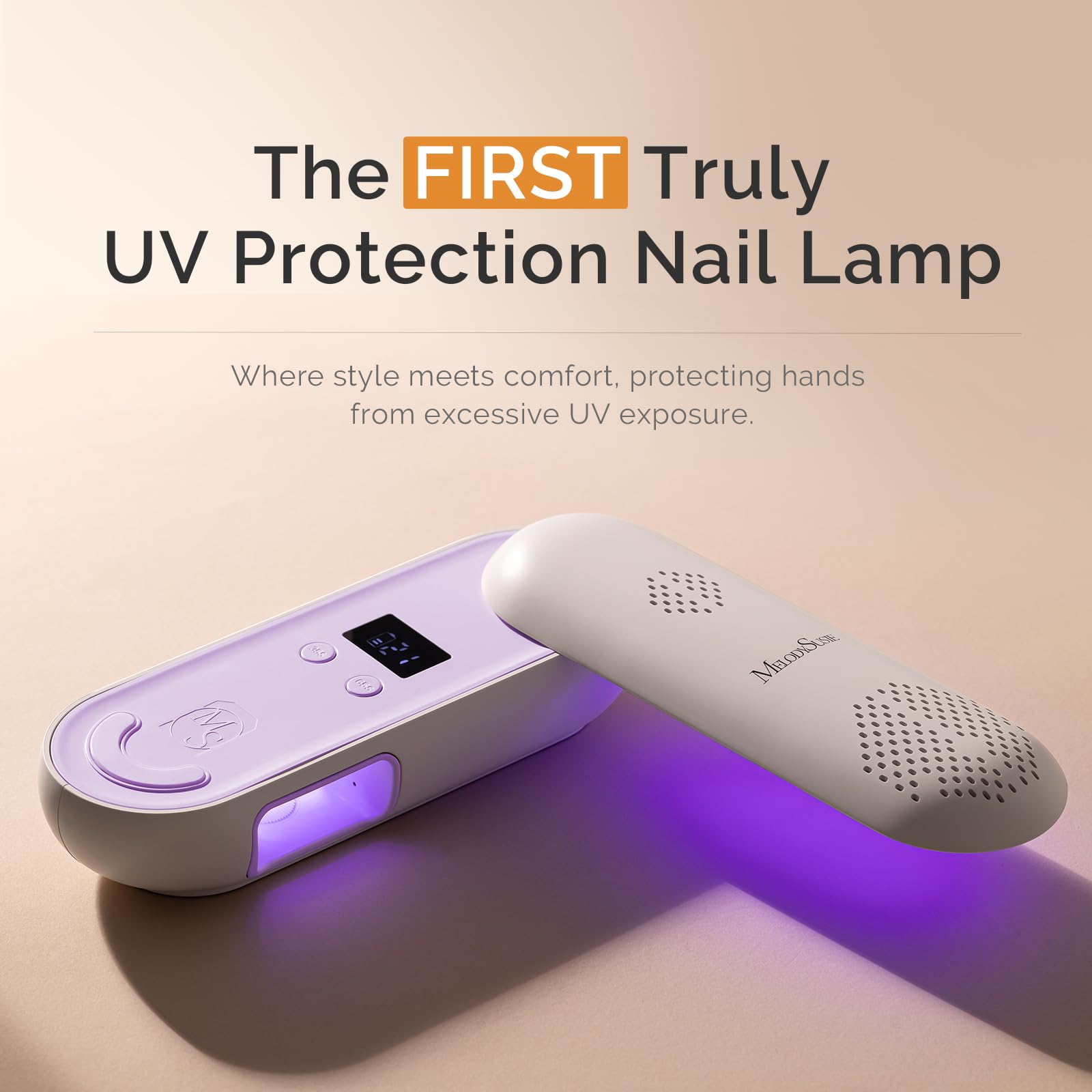MelodySusie P-PLUS20F: Compact Cordless UV Nail Lamp with Rotatable Panel - Rechargeable Pink