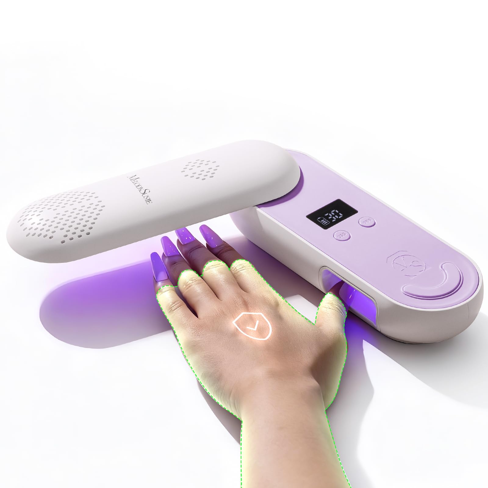MelodySusie P-PLUS20F: Compact Cordless UV Nail Lamp with Rotatable Panel - Rechargeable Pink