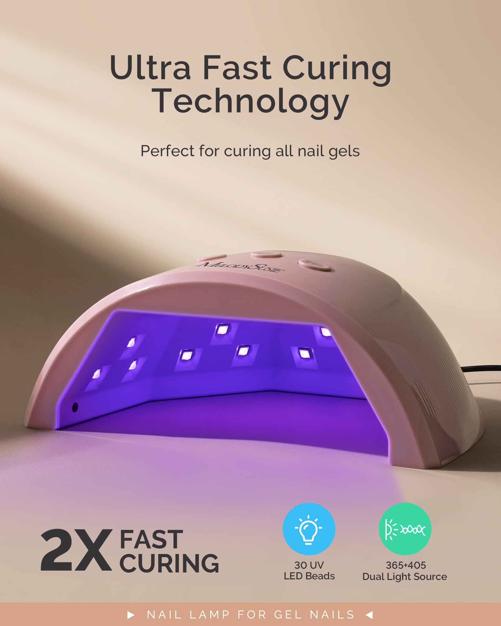 MelodySusie P-Plus30F Compact UV LED Nail Lamp – 36W, Auto Sensor, 3 Timers for Fast Gel Curing