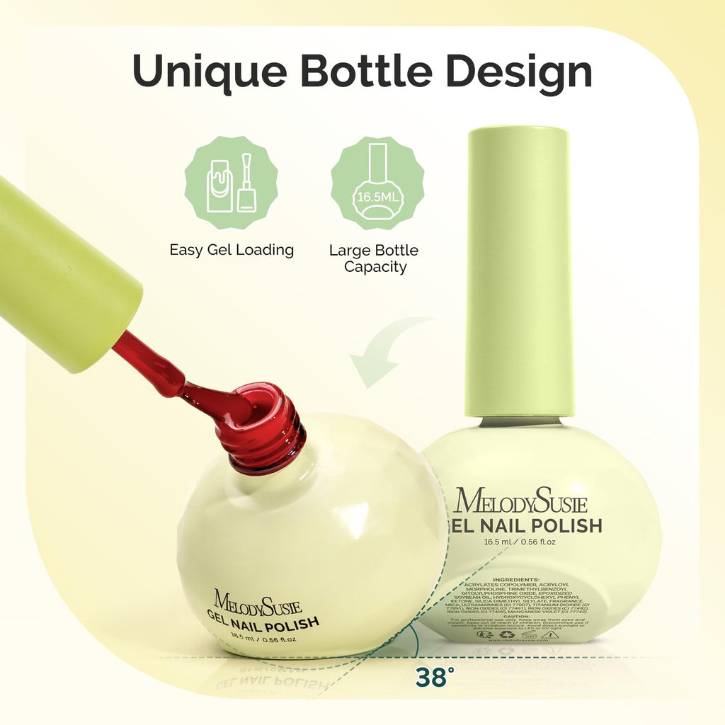 MelodySusie White Gel Nail Polish – 0.56 fl oz, Tilt Bottle, Plant-Based & 3-Free (TPO/HEMA/HPMA)