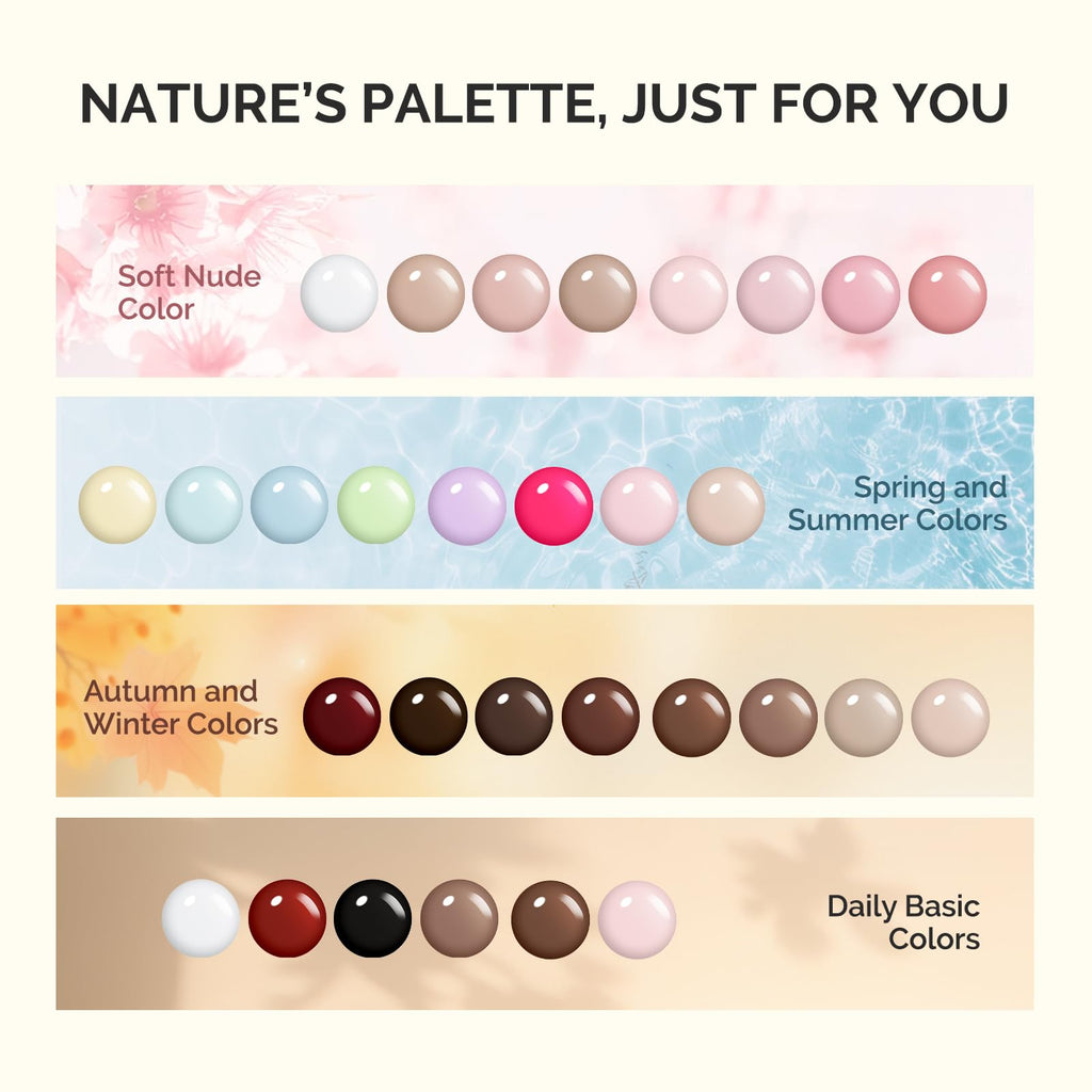 MelodySusie Plant Based Gel Nail Polish Set – Pink & Nude, 8-Piece 10ml, HEMA Free, Soak Off UV/LED, At-Home Manicure