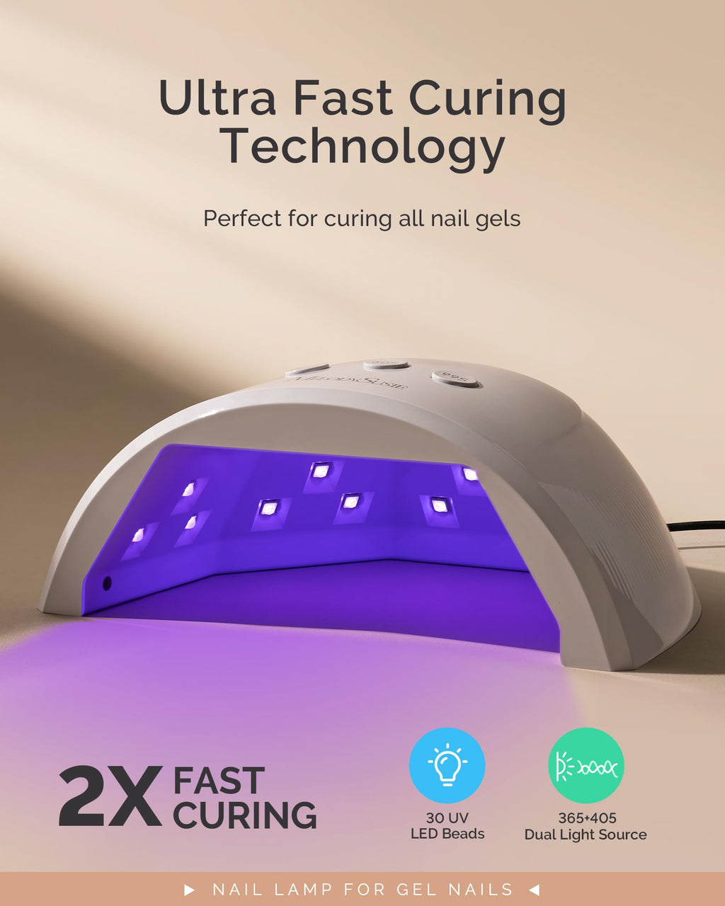 MelodySusie Compact Advanced UV LED Nail Lamp P-Plus30F – Auto Sensor, 3 Timers, 36W
