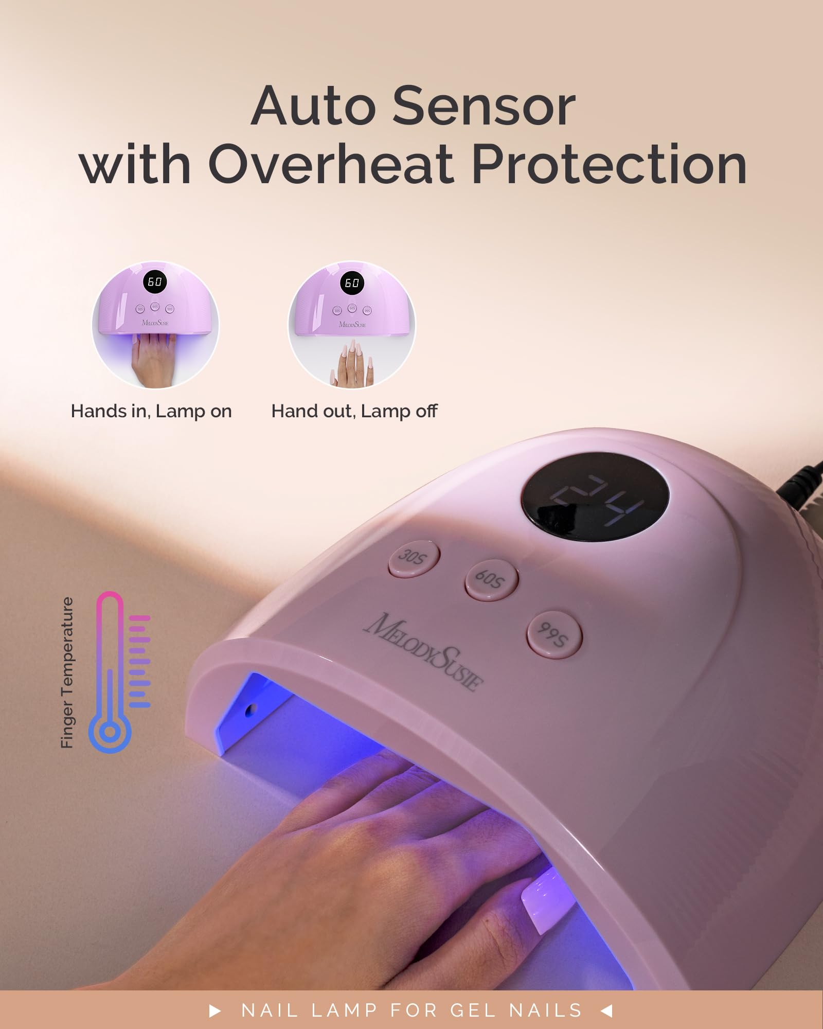 MelodySusie Compact Advanced UV LED Nail Lamp P-Plus30F – 3 Timers, Auto Sensor, Purple