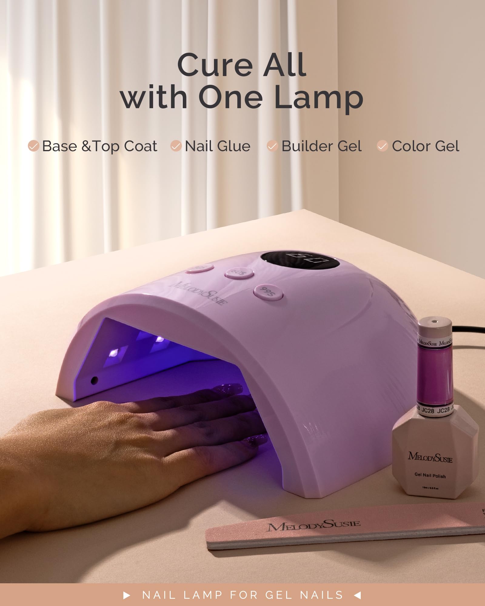 MelodySusie Compact Advanced UV LED Nail Lamp P-Plus30F – 3 Timers, Auto Sensor, Purple