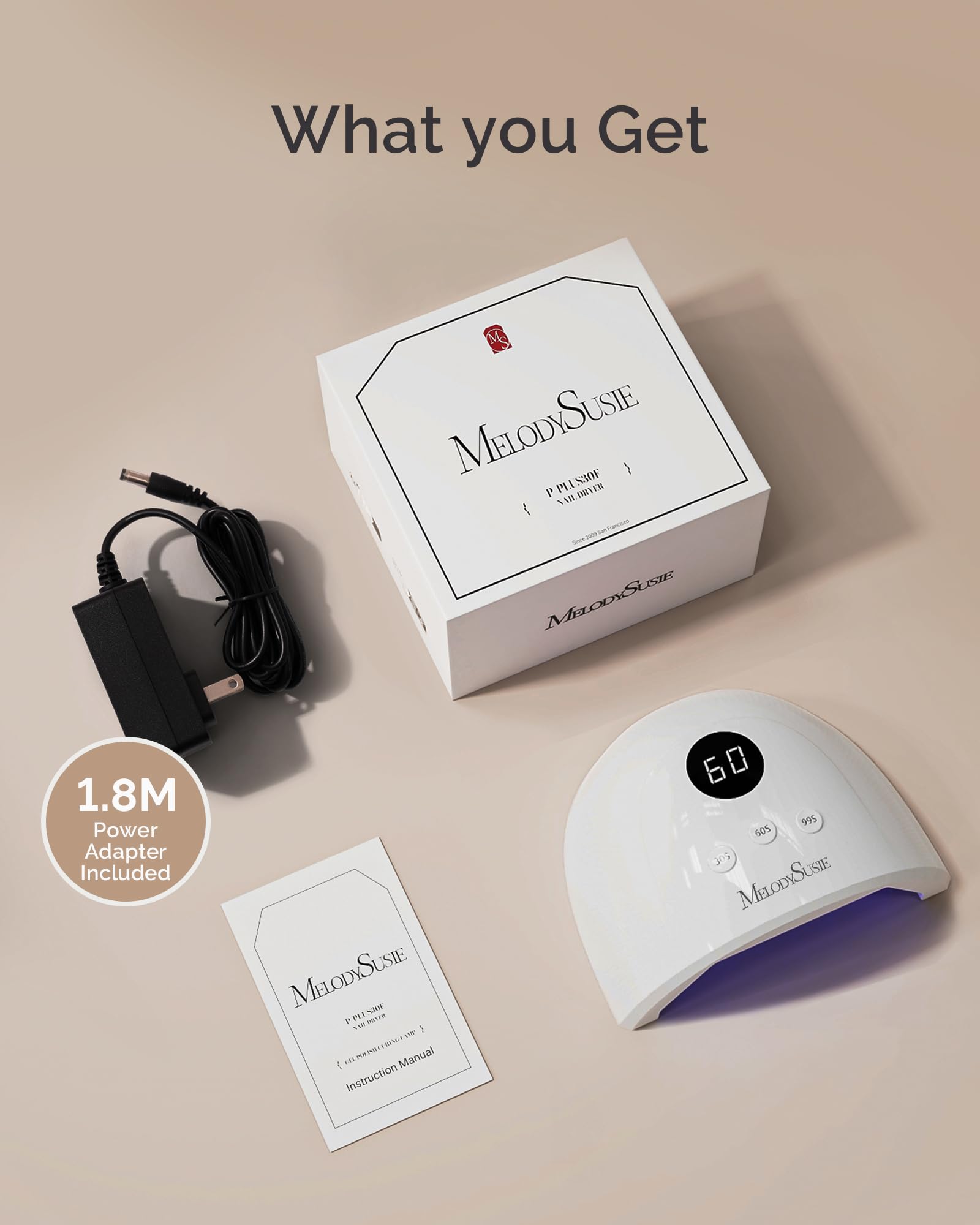 MelodySusie Compact Advanced UV LED Nail Lamp P-Plus30F – Auto Sensor, 3 Timers, 36W