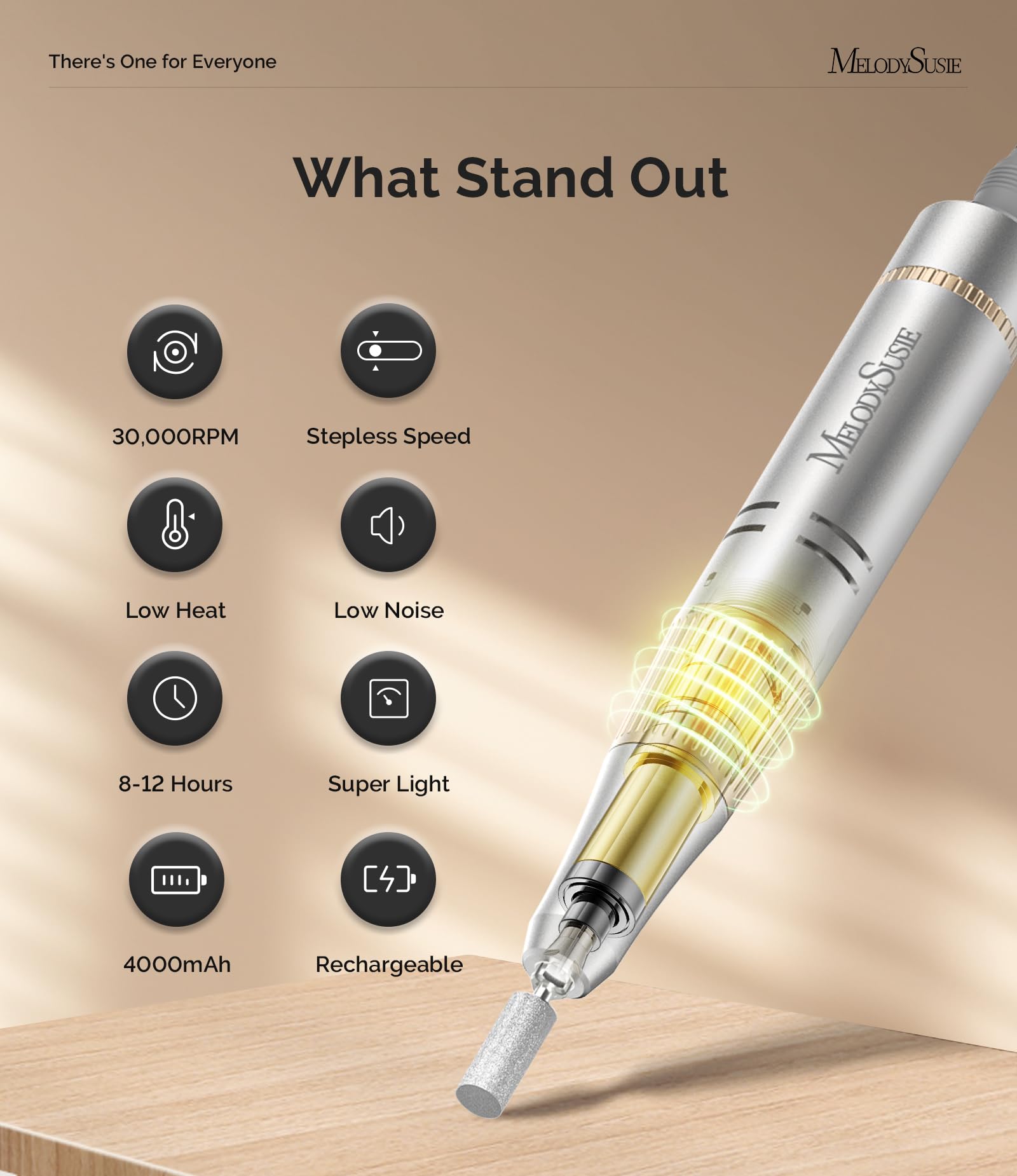 MelodySusie SC320F Entry-Level Clip-On Nail Drill — 30,000 RPM