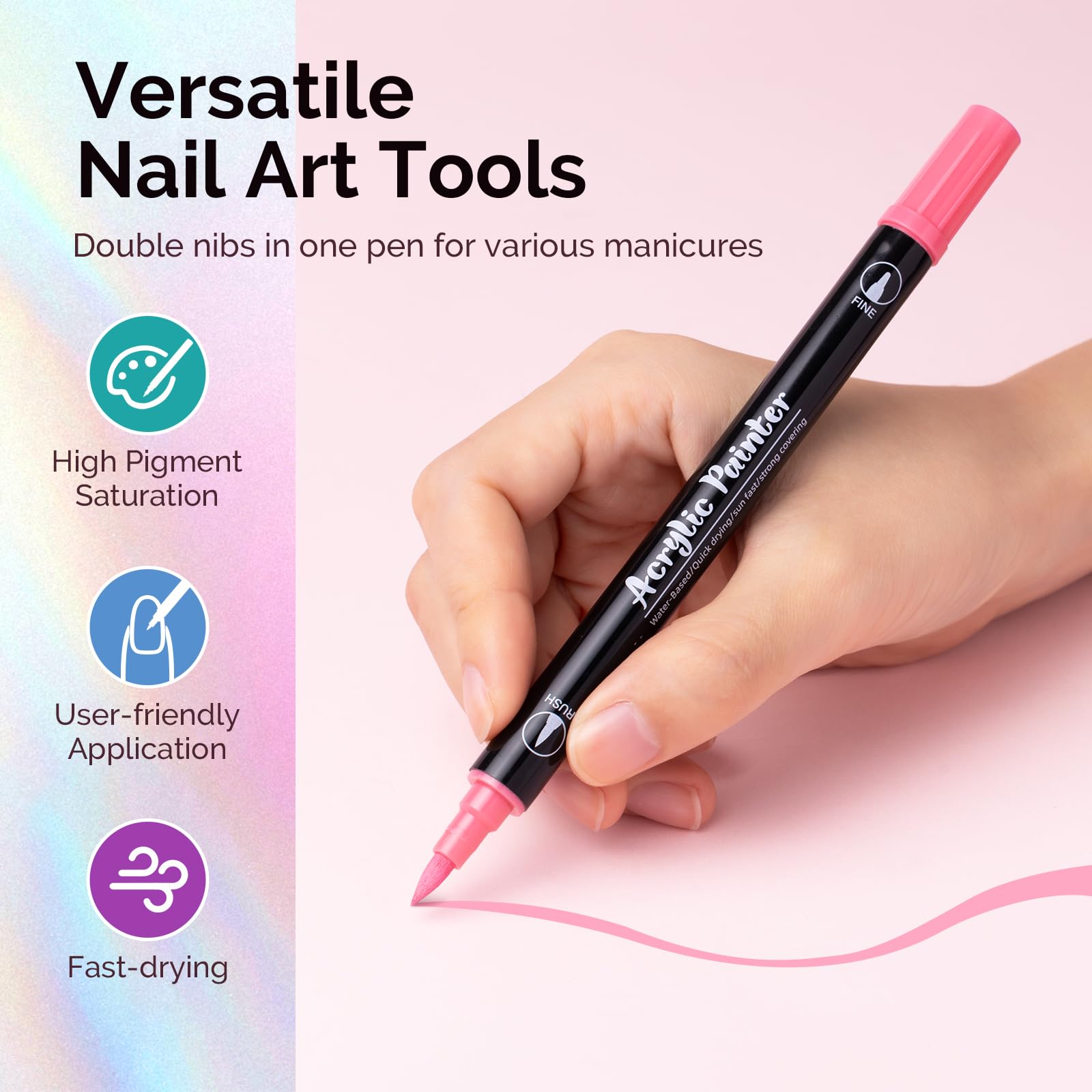 MelodySusie Nail Art Pens Set: 12-Color Dual-Ended Nails Pens for DIY Manicure