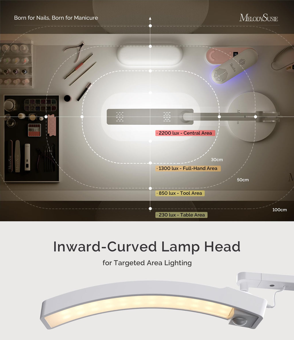 MelodySusie S-Pro29G LED Nail Desk Lamp — Adjustable, Magnetic UV Curing, 3 Color Temps