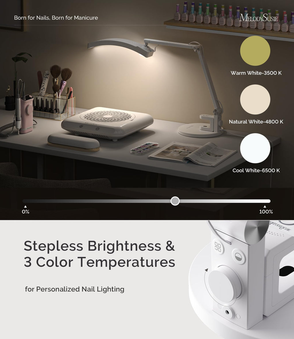 MelodySusie S-Pro29G LED Nail Desk Lamp — Adjustable, Magnetic UV Curing, 3 Color Temps