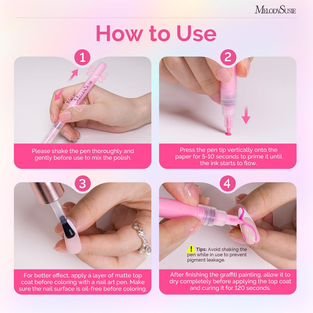 MelodySusie Nail Art Pens Set – 24 Colors, 0.7mm Fine Tip for Precise Nail Design | Salon & Home DIY