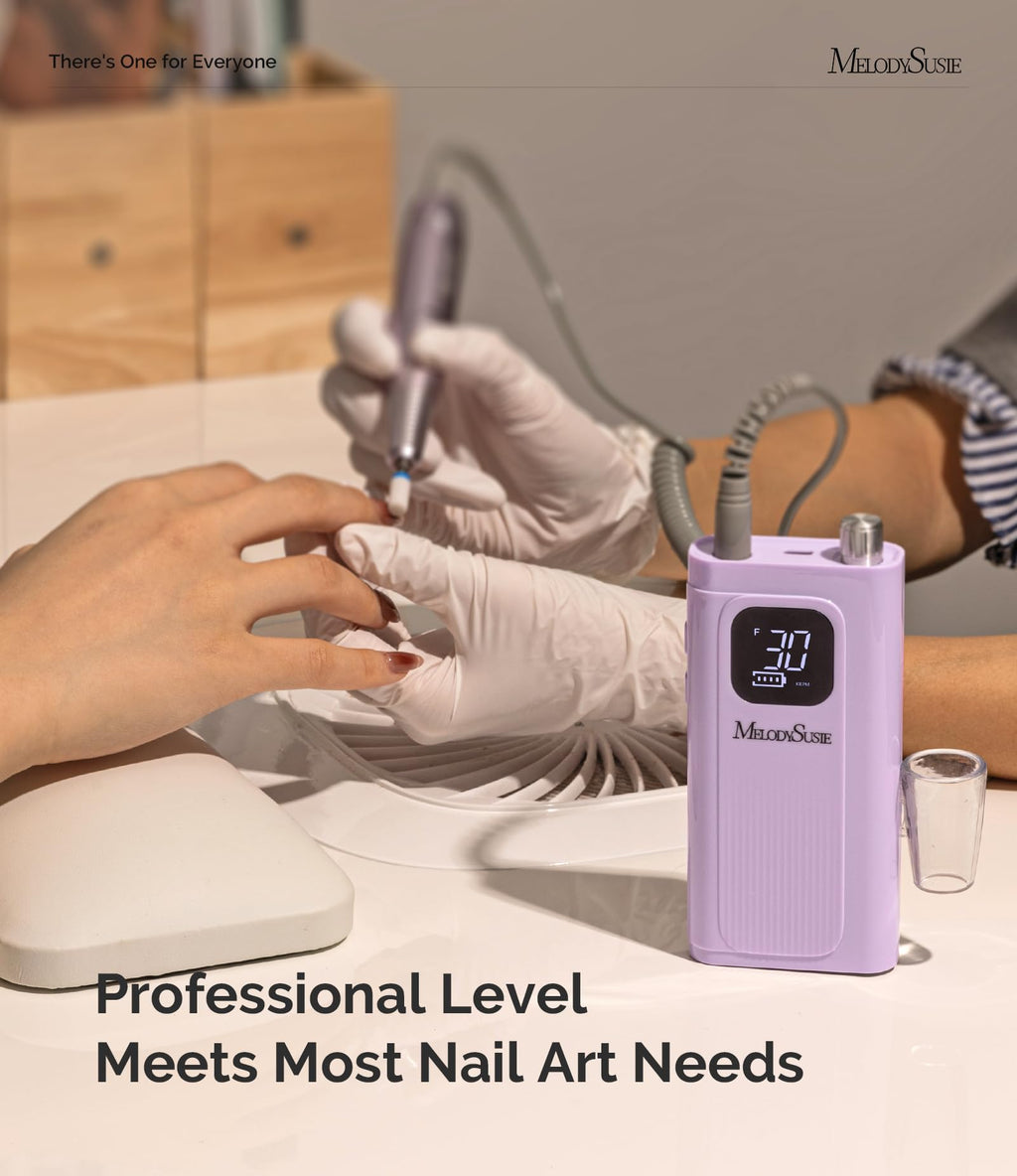 MelodySusie SC300F Clip-On Rechargeable Nail Drill – 30,000 RPM, LCD Display, Training & Home Use (Purple)