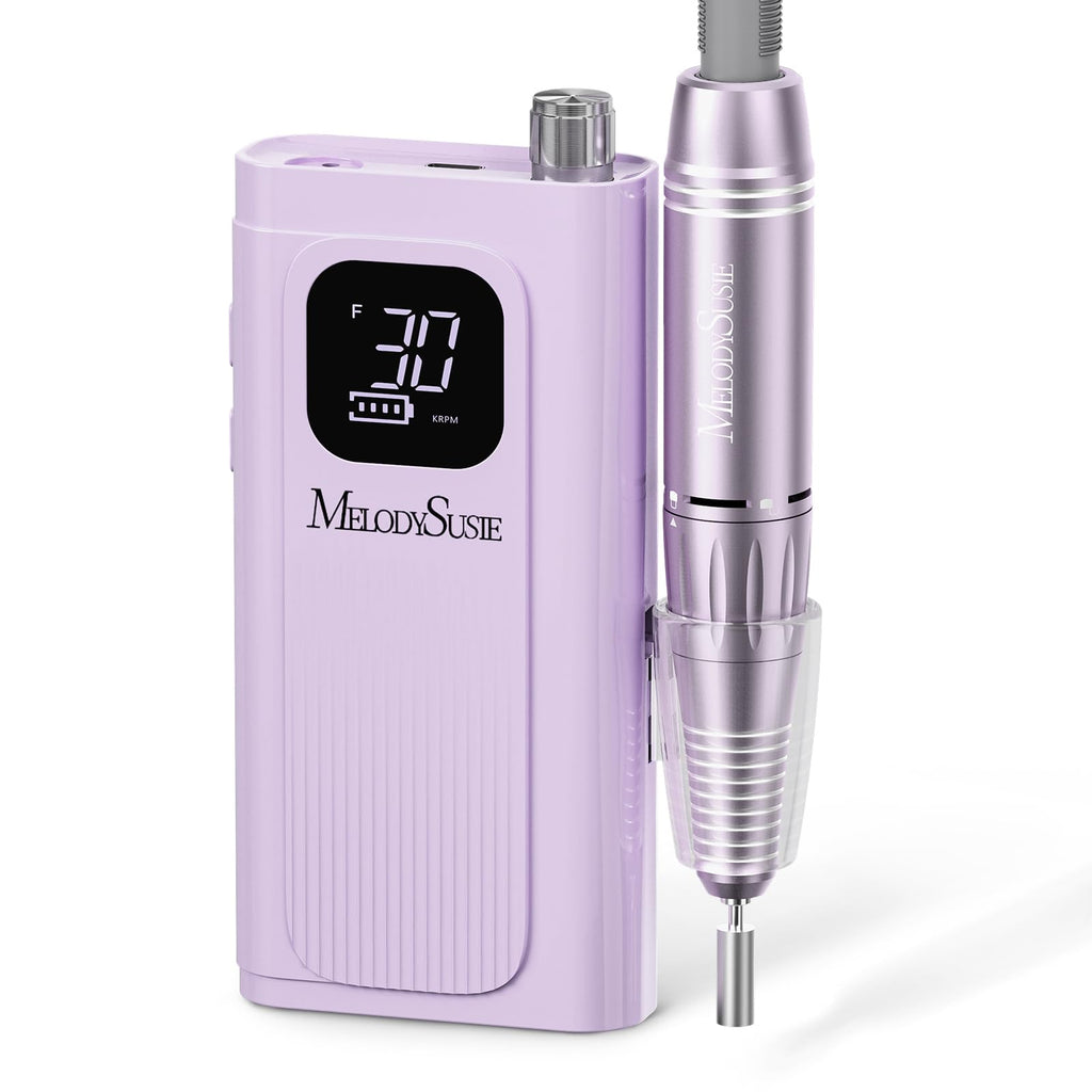 MelodySusie SC300F Clip-On Rechargeable Nail Drill – 30,000 RPM, LCD Display, Training & Home Use (Purple)