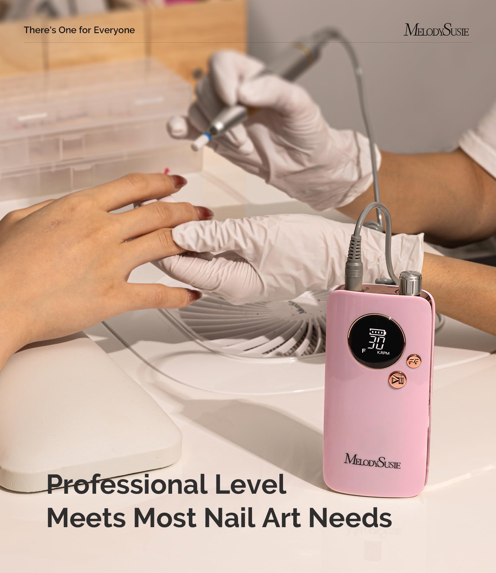 MelodySusie SC320F Clip-On Nail Drill – 30000RPM, Cordless E-File for Home Nail Care