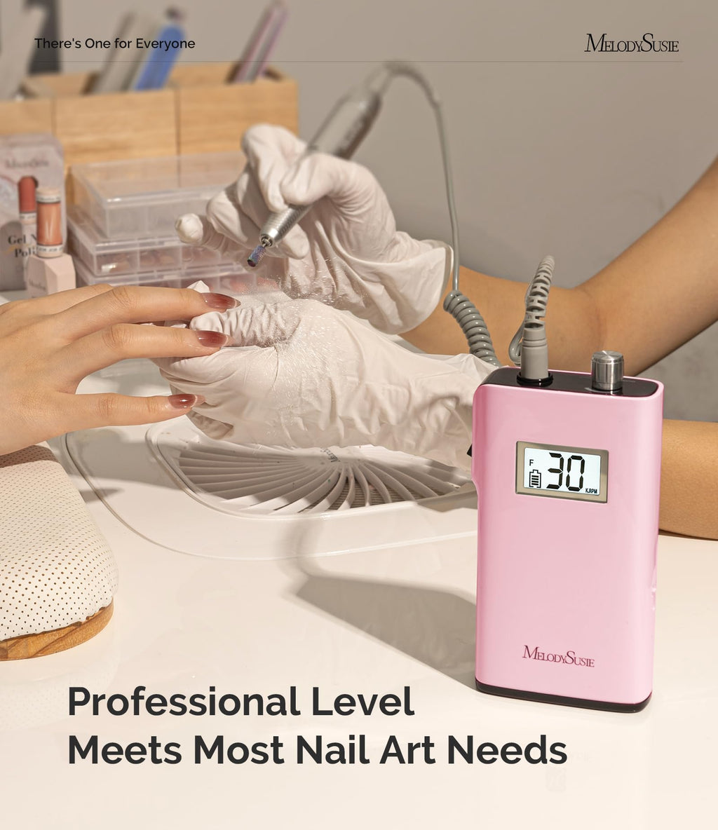 MelodySusie SC320H Nail Drill – 0-30000 RPM Cordless E-File with LCD Display for Training, Home Manicure & Gel Removal