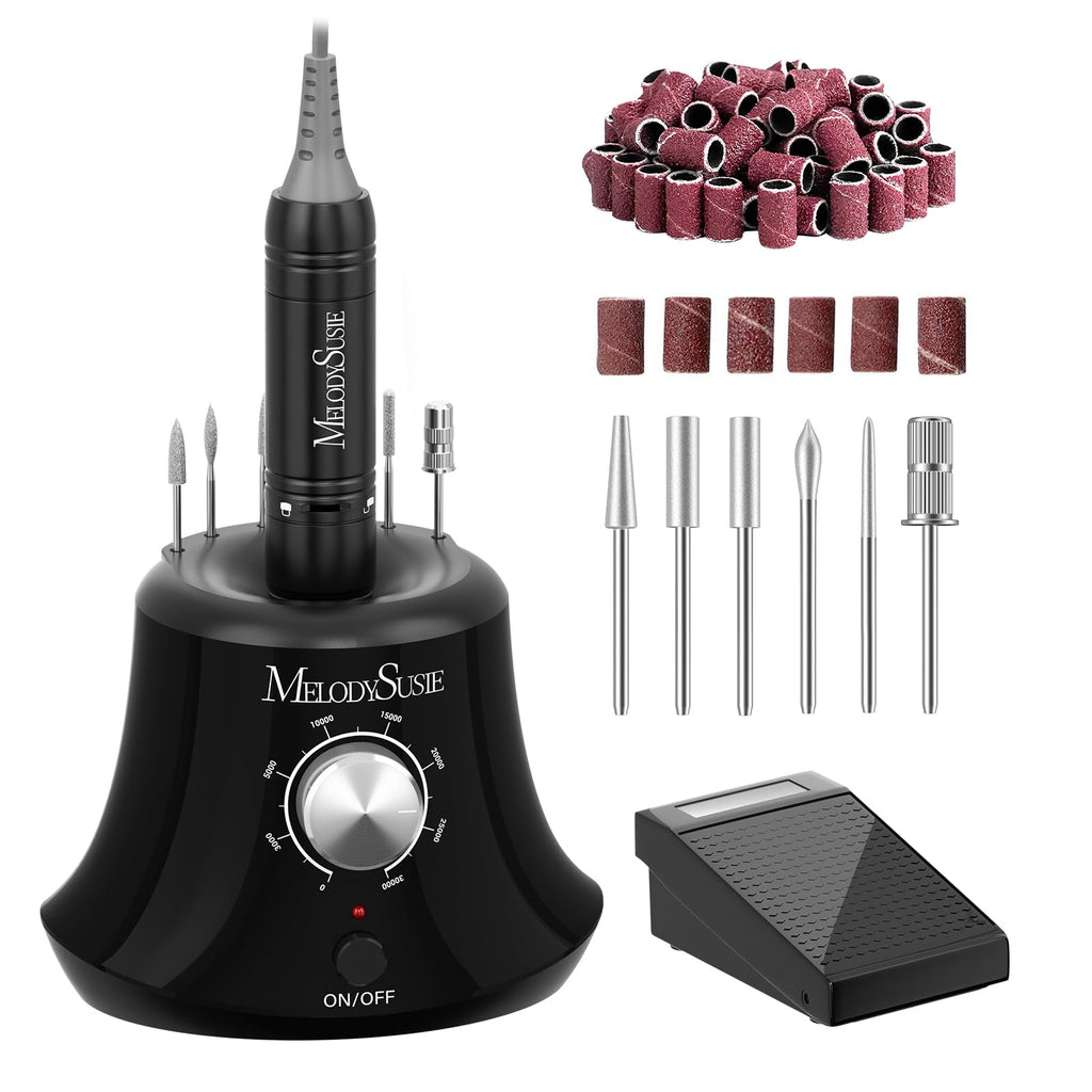 MelodySusie SC320I Nail Drill – 30000RPM Desktop E-File with Foot Pedal