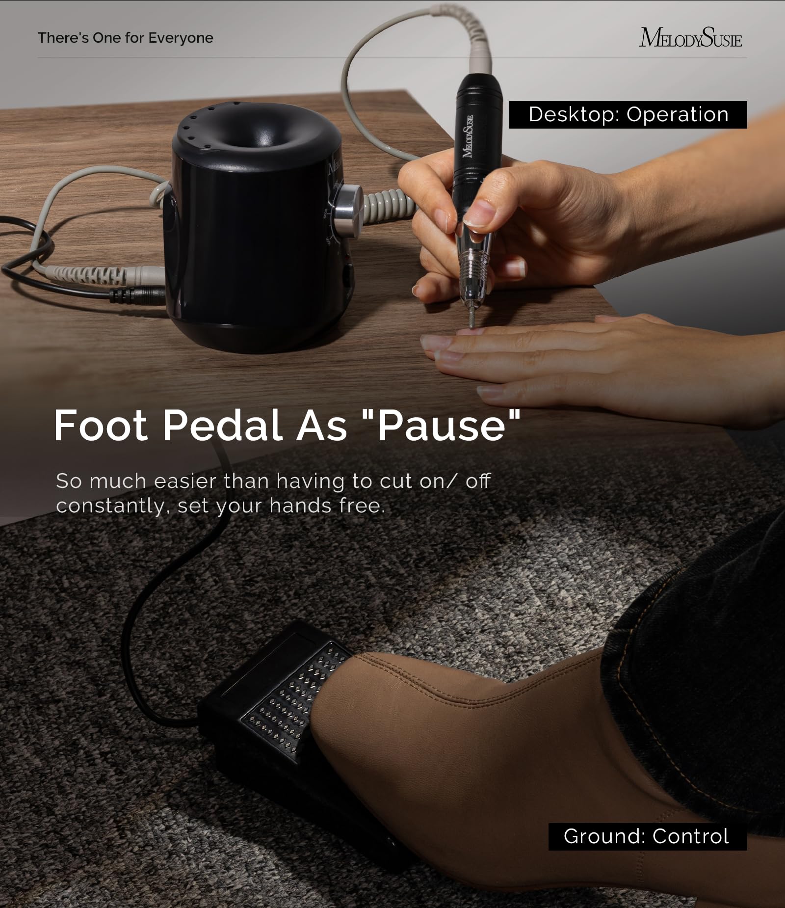 MelodySusie SC320I Nail Drill – 30000RPM Desktop E-File with Foot Pedal
