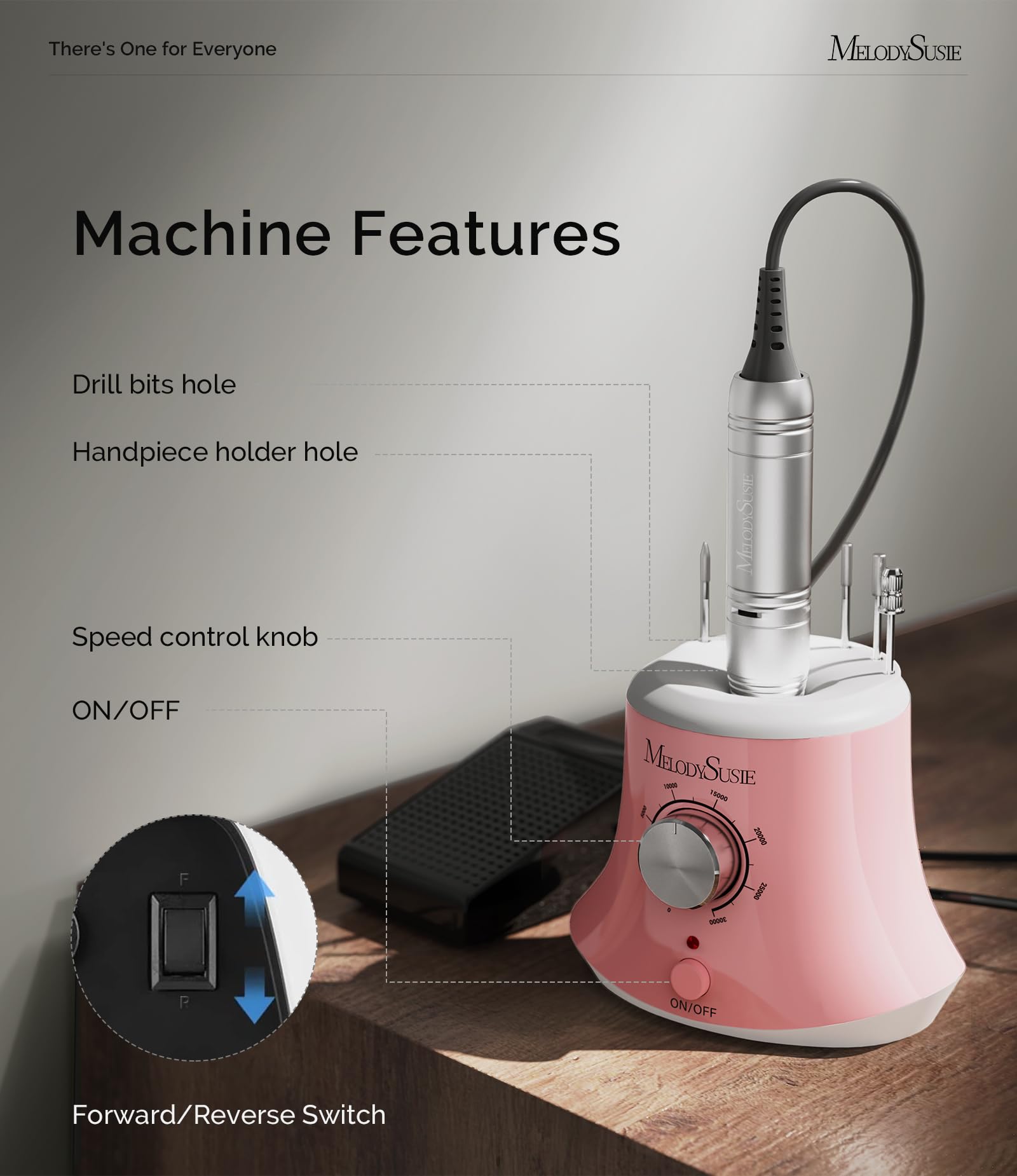 MelodySusie SC320I 30,000 RPM Nail Drill with Foot Pedal — E-File for Manicure, Gel Removal & Shaping