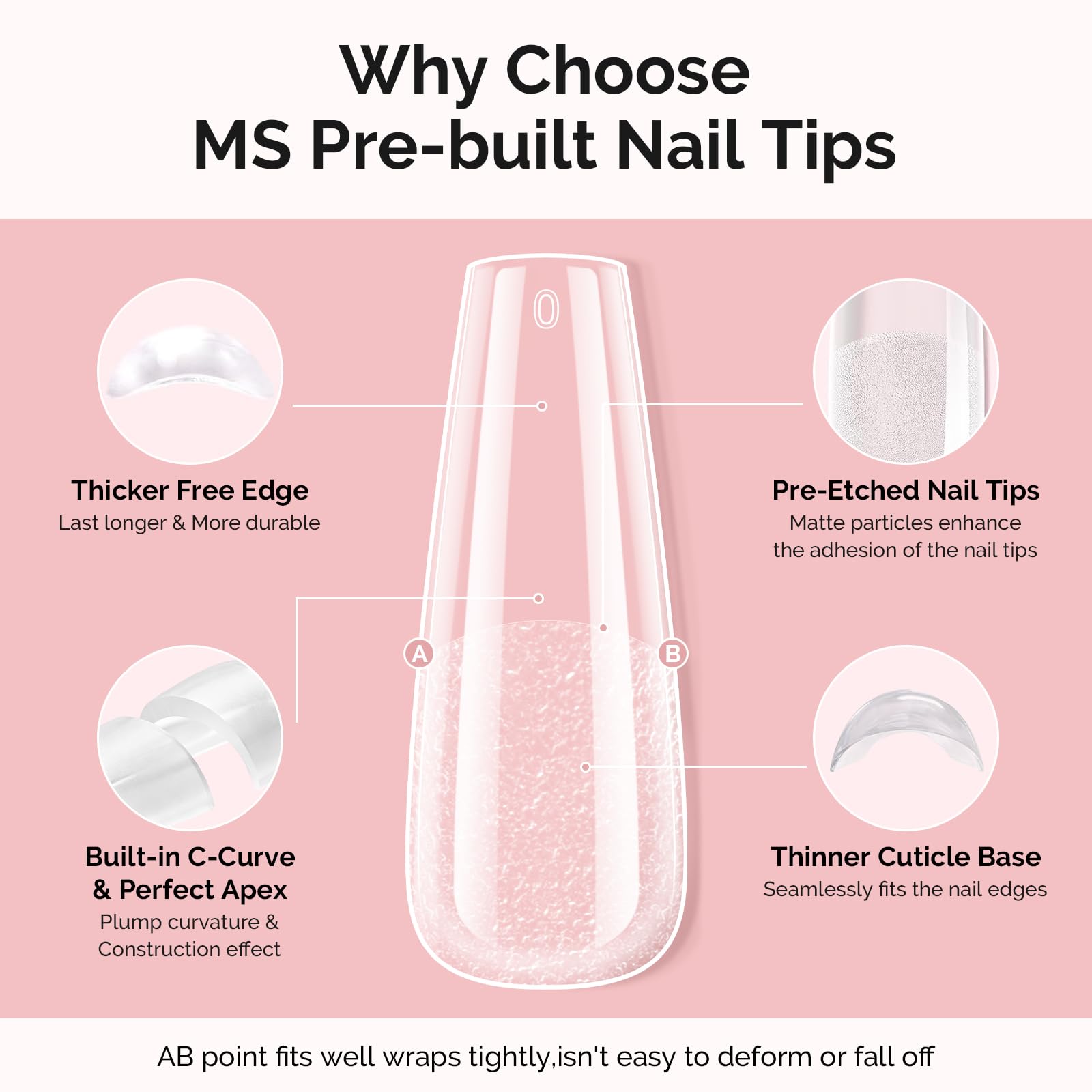 MelodySusie Long Coffin Nail Tips Kit – 300Pcs Pre-Built Apex Full-Cit Cover Nails & 20g Glue