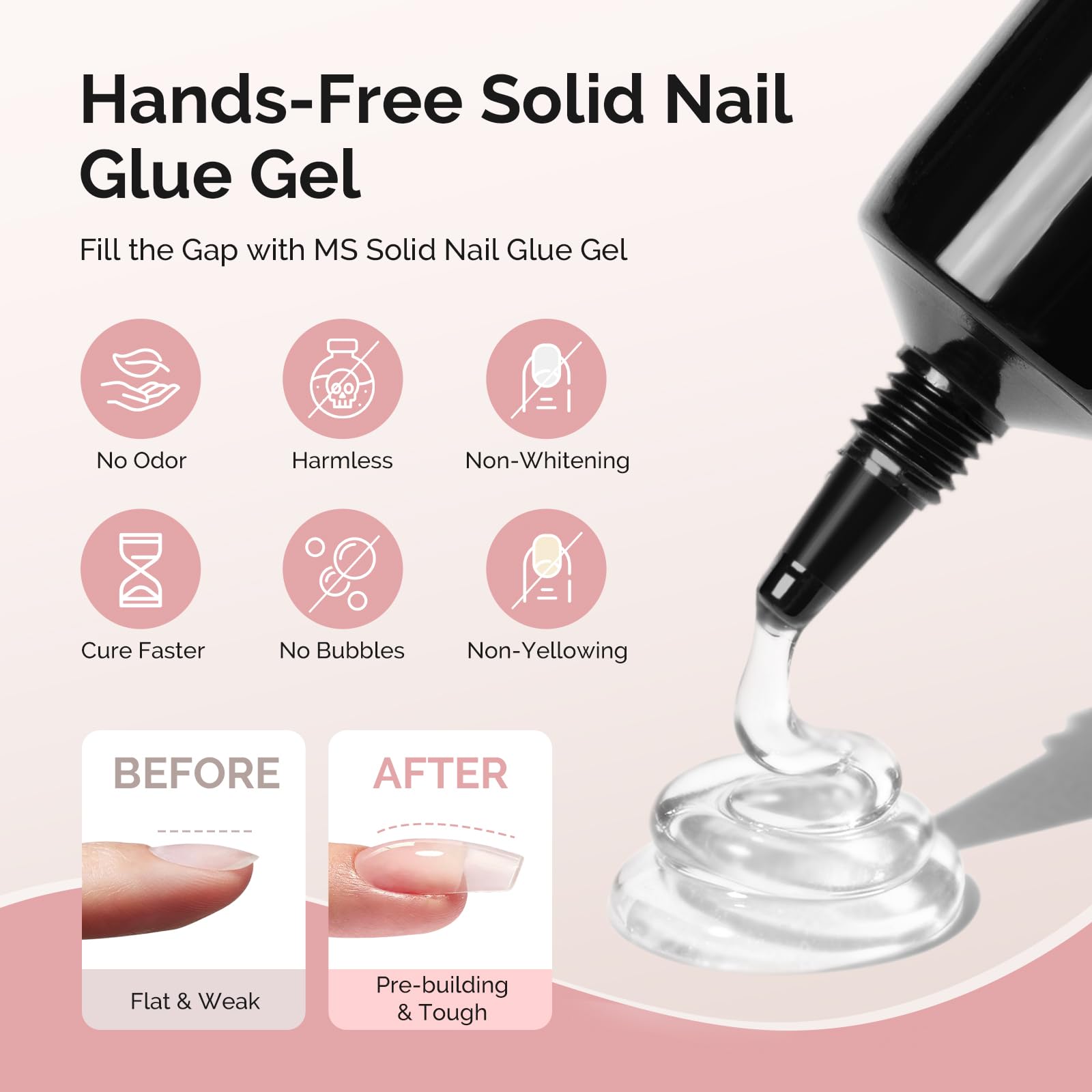 MelodySusie Square Gel Nail Tips Kit – 300Pcs Pre-Built Apex, 15 Sizes, Clear Half-Matte