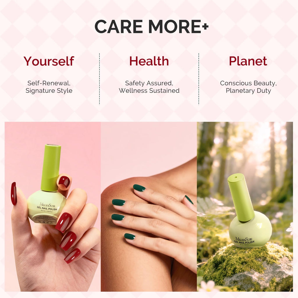 MelodySusie Gel Nail Polish Set – 10 Nude Colors + 2 Top & Base Coats, Plant-Based 3-Free Formula, Tilt‑and‑Stand Bottle, 16.5ml, Gift for At‑Home Nail Art