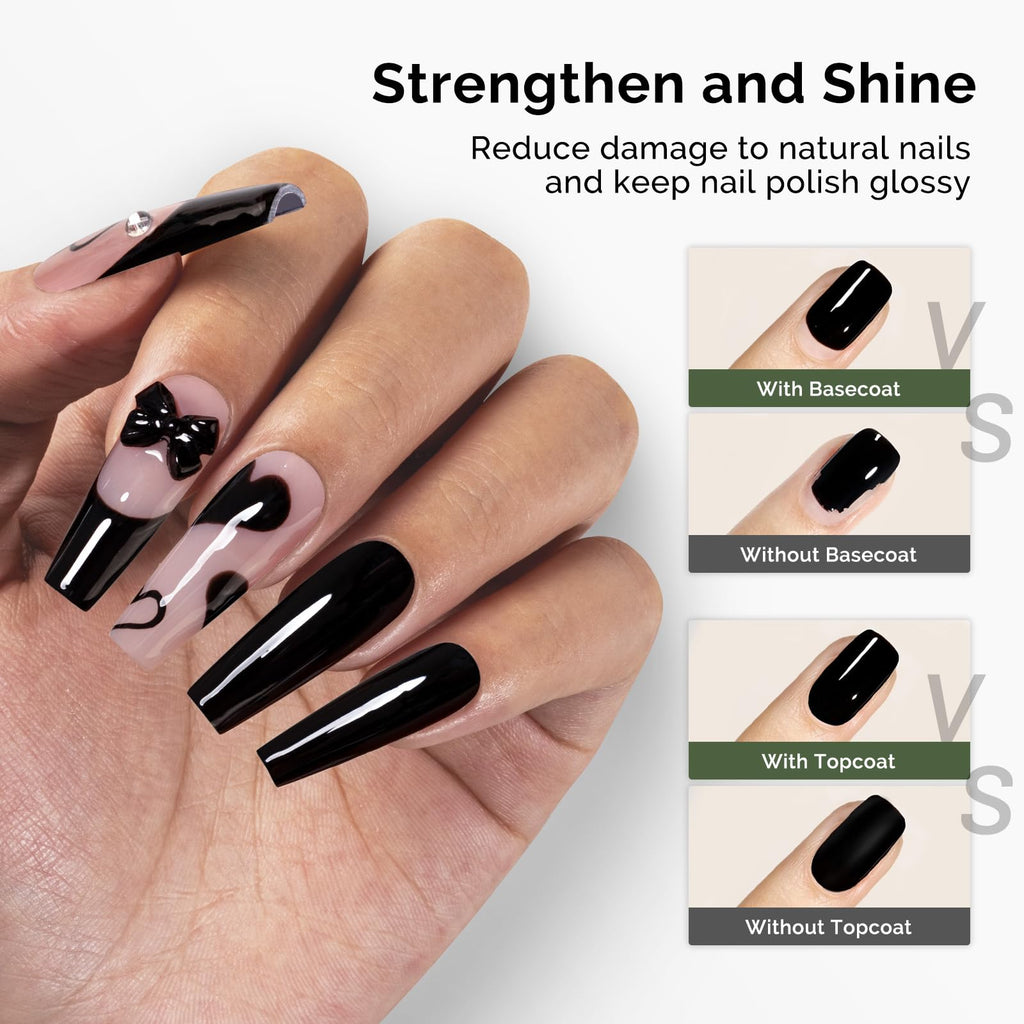 MelodySusie Hema Free Gel Base & Top Coat Set – No-Wipe Glossy Finish, 60-90s Cure, 21 Day Wear