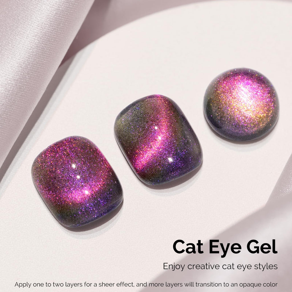 MelodySusie 9D Cat Eye Gel Nail Polish with Magnet – Pink Glitter UV Gel, 0.5 oz