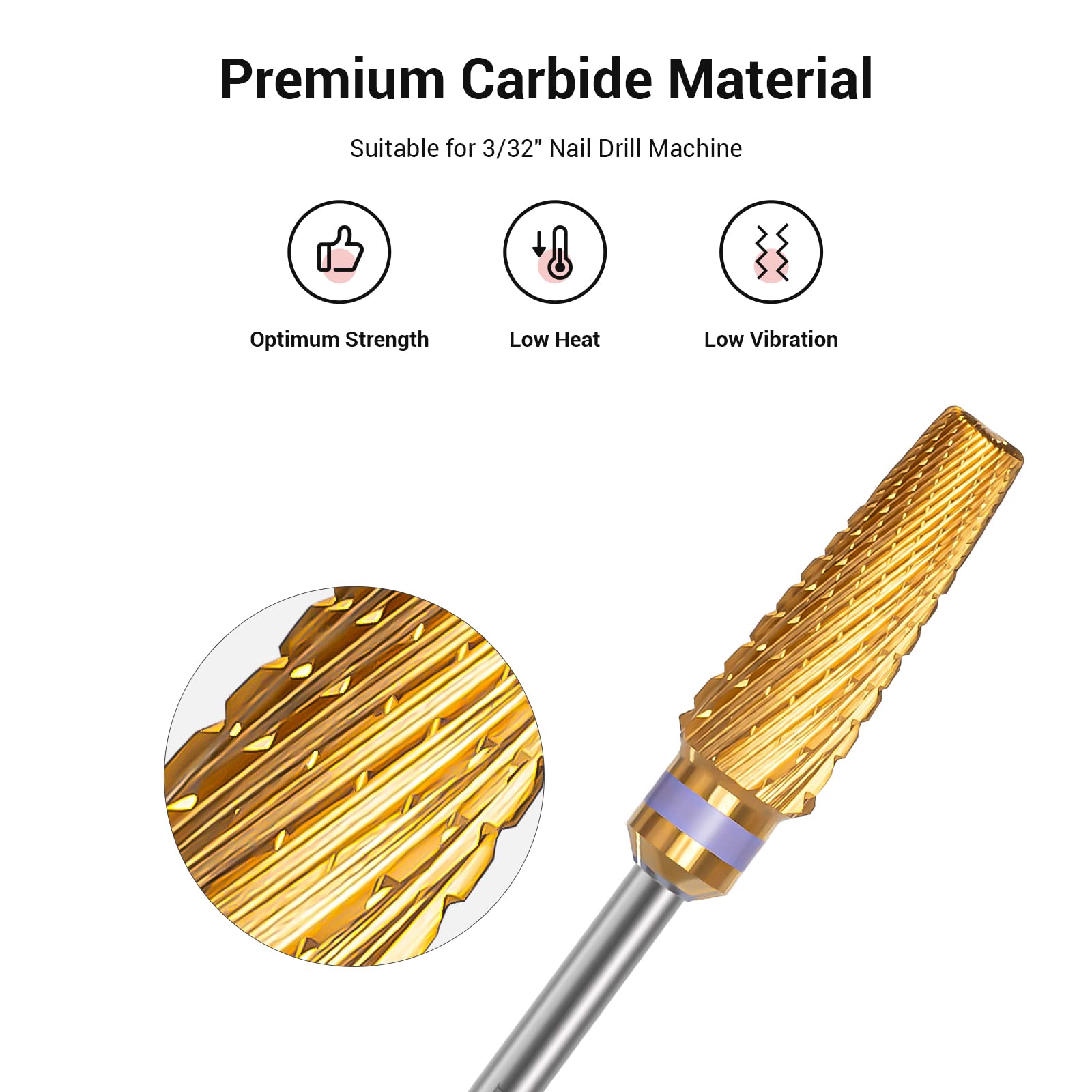 MelodySusie Upgrade 5 in 1 Nail Drill Bits – 3-32in Carbide Tungsten, Mixed Sizes, Series Bit X