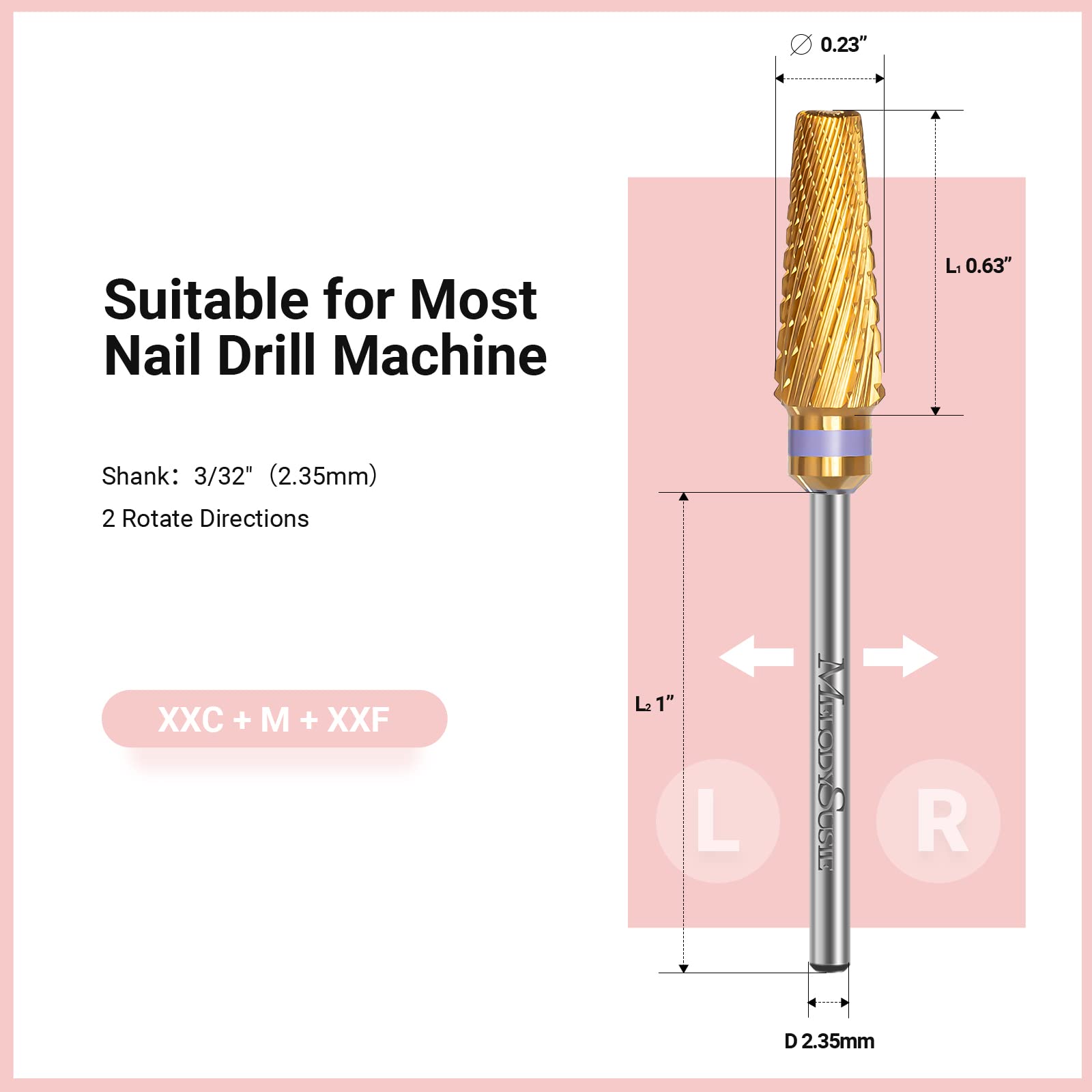 MelodySusie Upgrade 5 in 1 Nail Drill Bits – 3-32in Carbide Tungsten, Mixed Sizes, Series Bit X