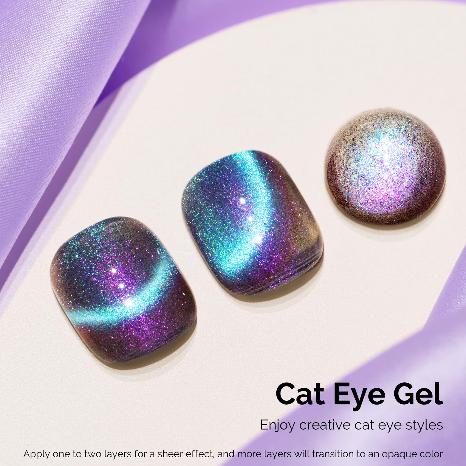 MelodySusie 9D Chameleon Cat Eye Gel Nail Polish with Magnet – Blue Glitter Holographic UV Gel, 0.5 Fl Oz