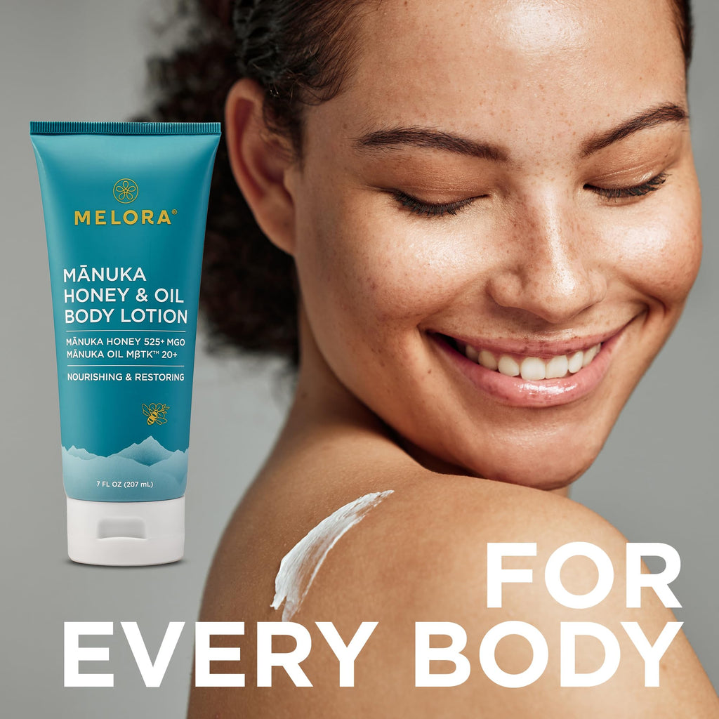 MELORA Manuka Honey Body Lotion (7oz) – Hydrating Moisturizer for Dry & Sensitive Skin
