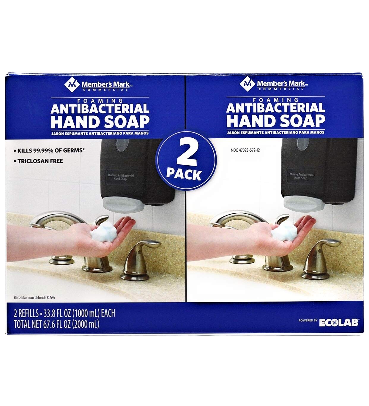 Member's Mark Antibacterial Foaming Hand Soap Refill – 2-Pack, 67.6 oz Total