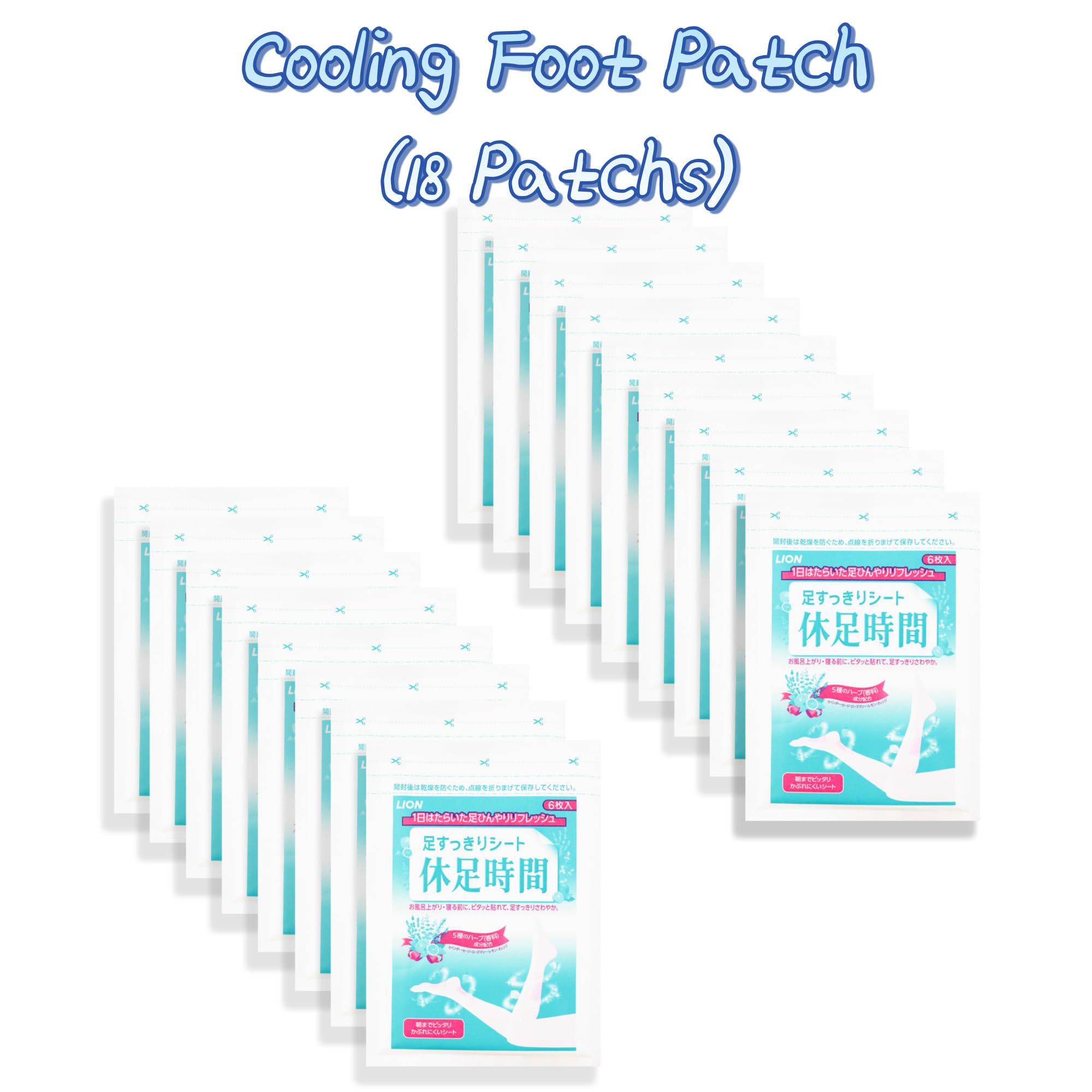 MENBLY Li-on Cooling Foot Patch 1 Pack (18 Pcs) - Cooling, Relaxing Massage, Hydrating Skin