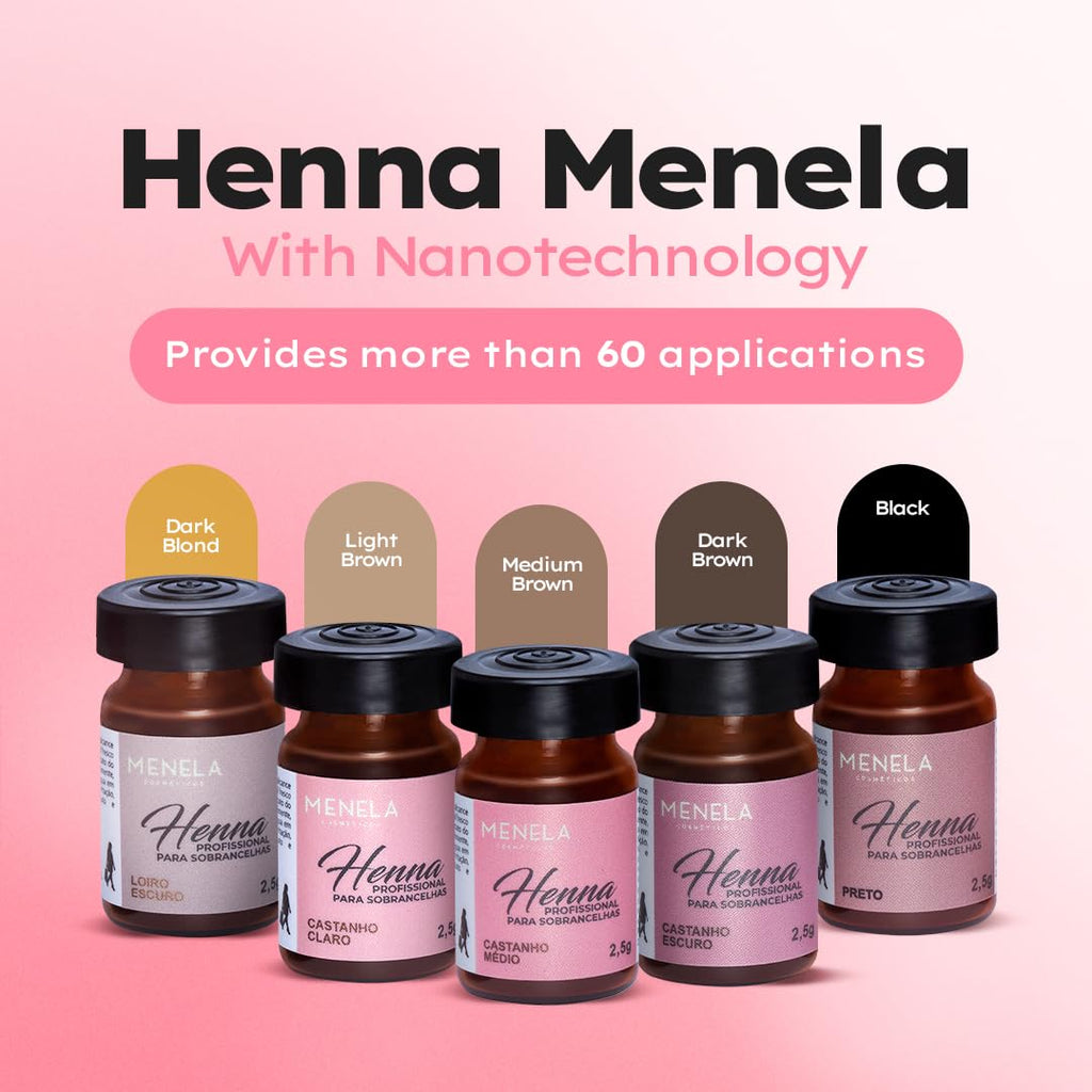 MENELA Eyebrow Henna Tint Kit - Dark Brown, Ammonia-Free, Vegan with Bamboo Extract (Up to 15 Days)