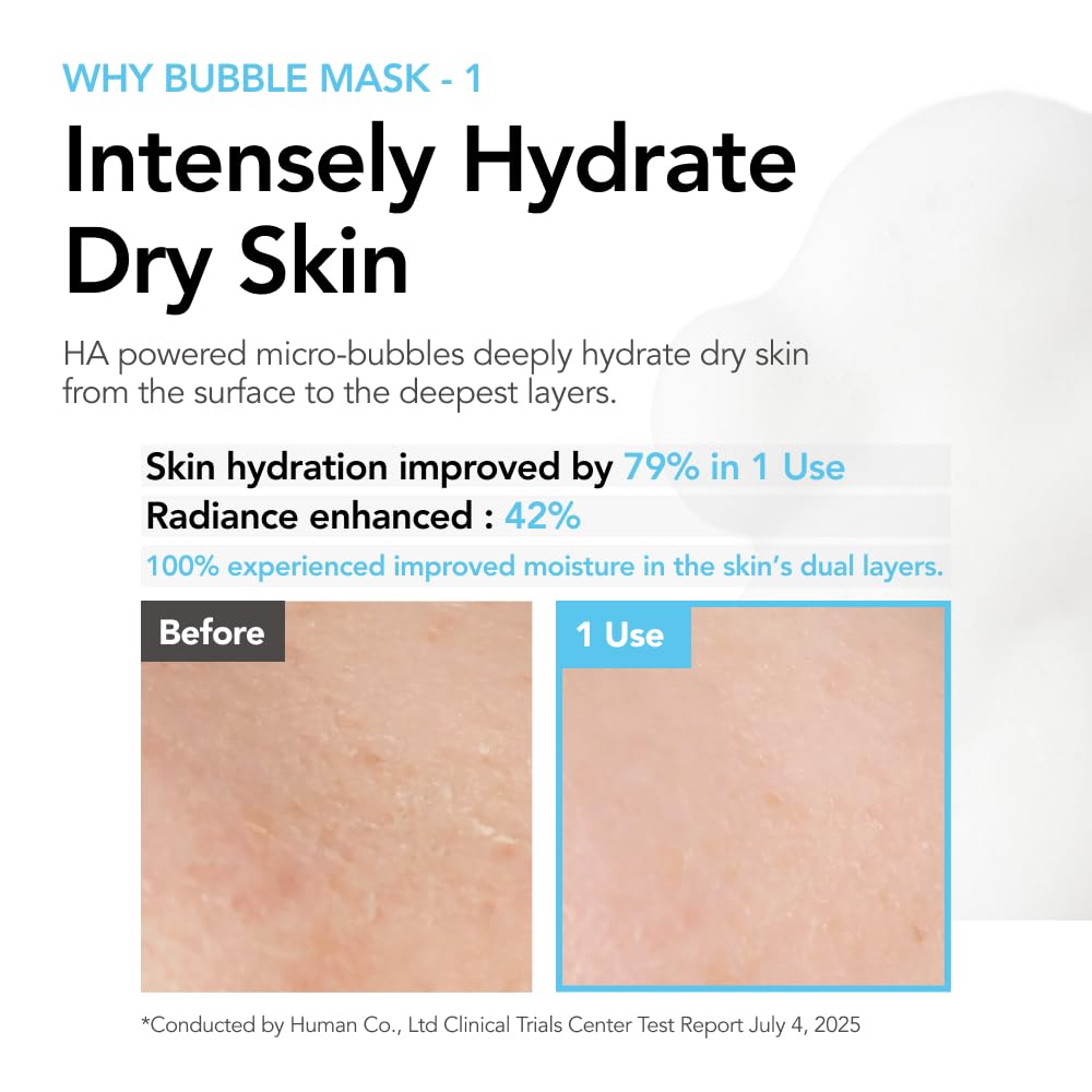 MENOKIN 30 Seconds Bubble Mask MOIST – Hyaluronic Acid & Niacinamide, Deep Hydration (50 Uses)