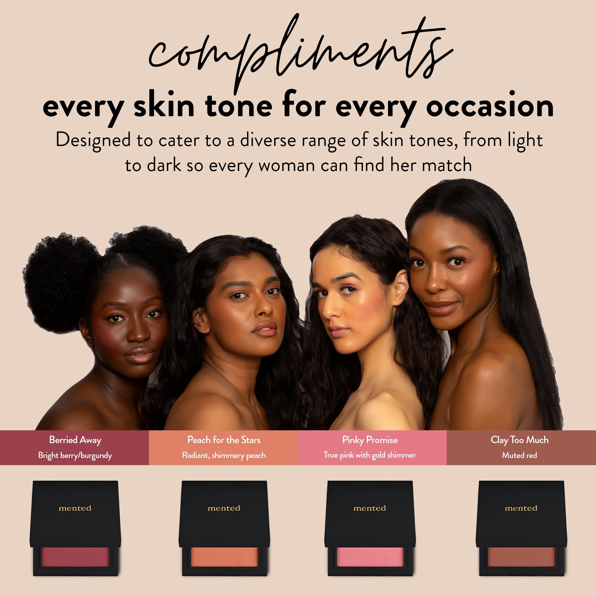 Mented Pinky Promise Shimmer Cheek Blush Palette - Vegan, Cruelty-Free, Made in Italy