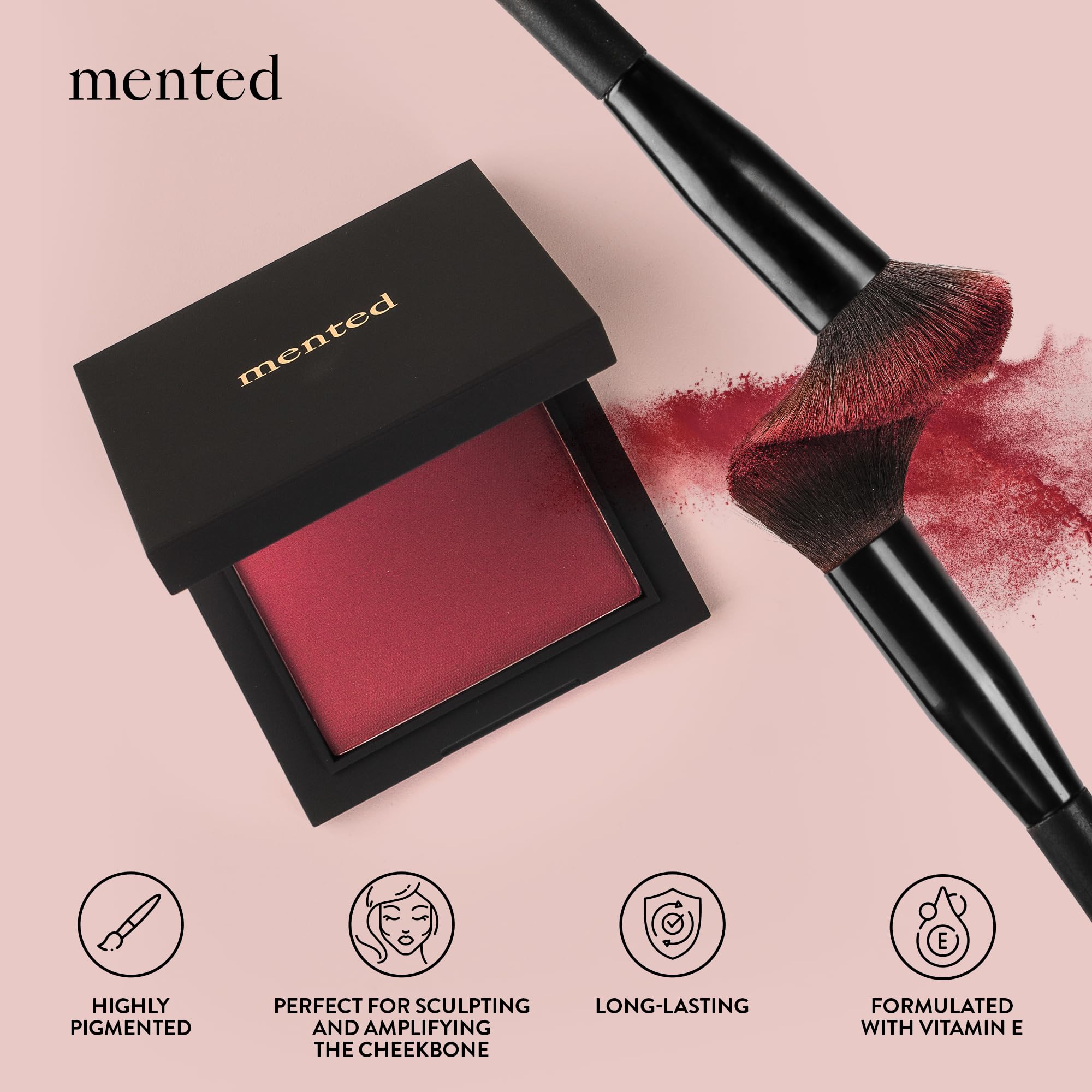 Mented Pinky Promise Shimmer Cheek Blush Palette - Vegan, Cruelty-Free, Made in Italy