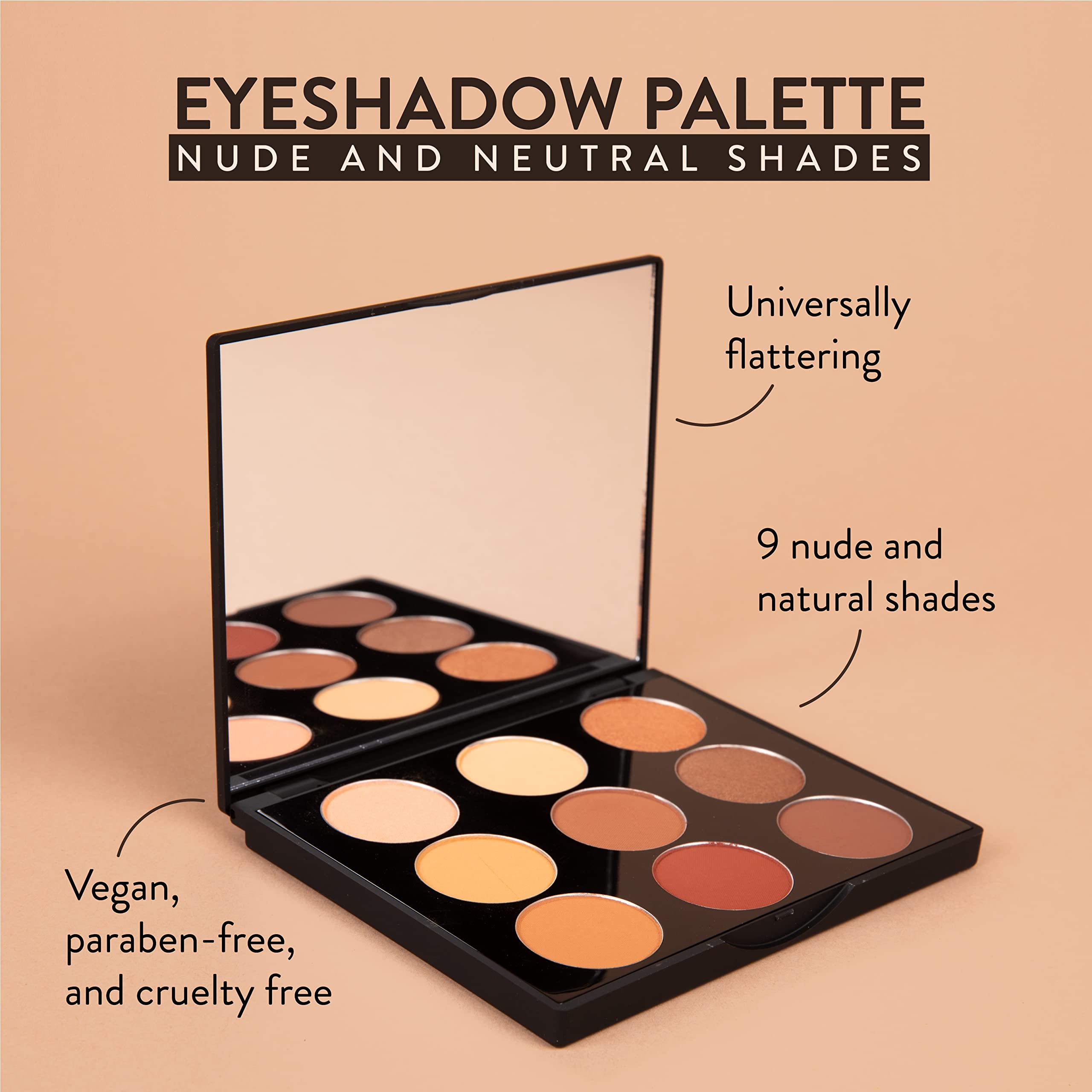 Mented Nude & Dark Eyeshadow Palette – 9 Shades, Vegan, Cruelty-Free, Made in USA (16.38g)