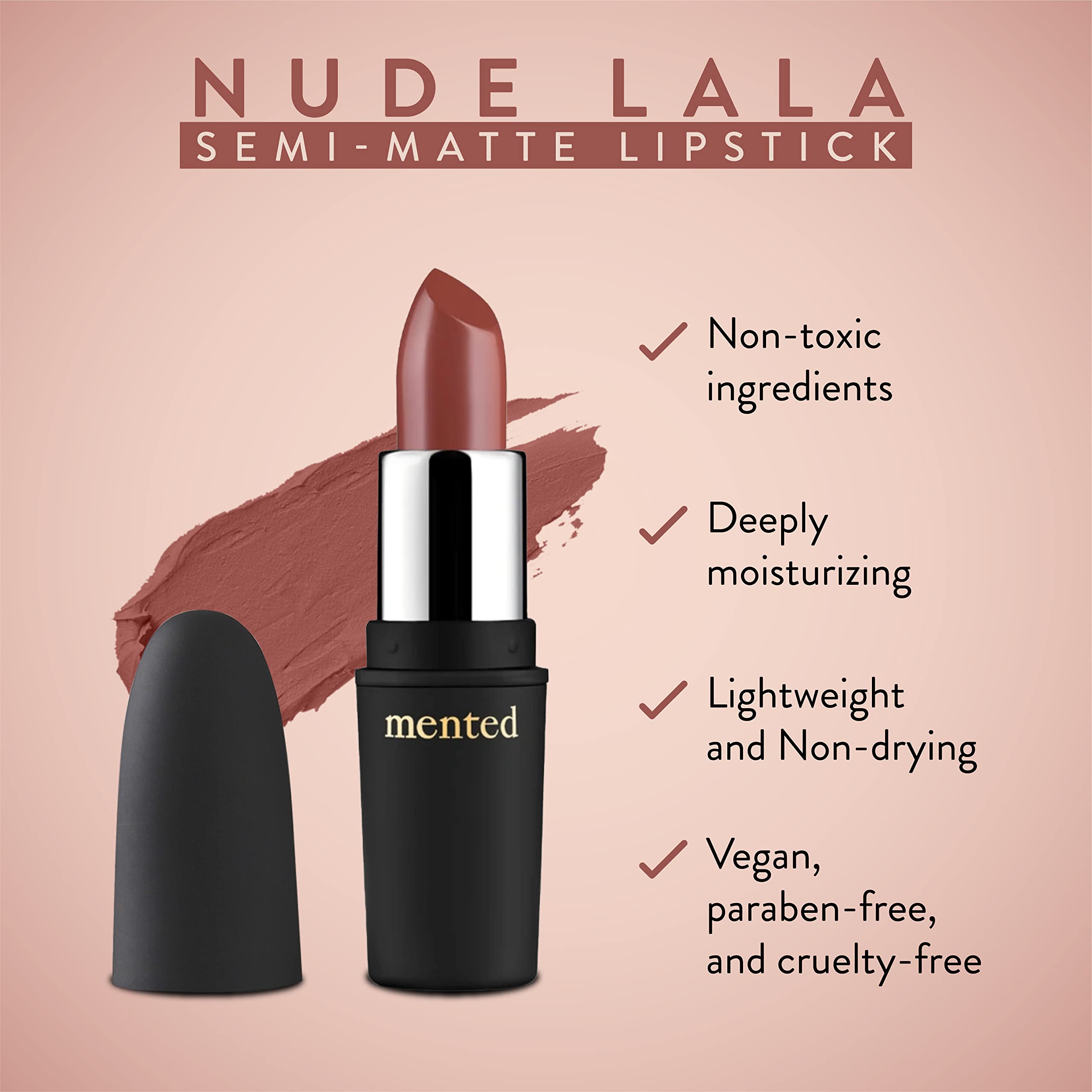 Mented Nude LaLa Lipstick – Semi-Matte, Hydrating, Vegan & Cruelty-Free | Universally Flattering Nude