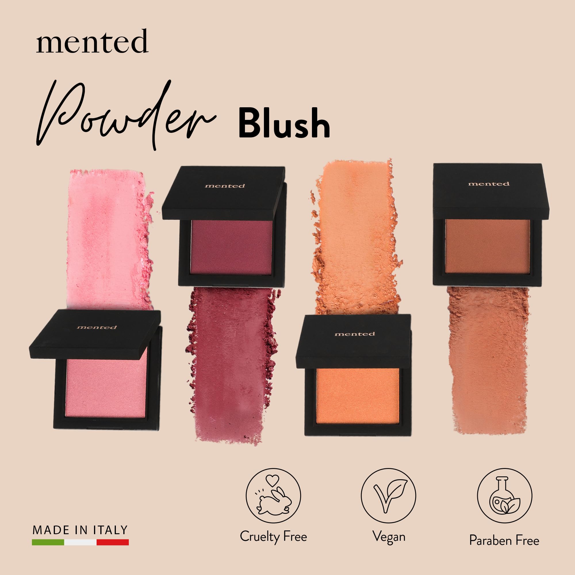 Mented Pinky Promise Shimmer Cheek Blush Palette - Vegan, Cruelty-Free, Made in Italy