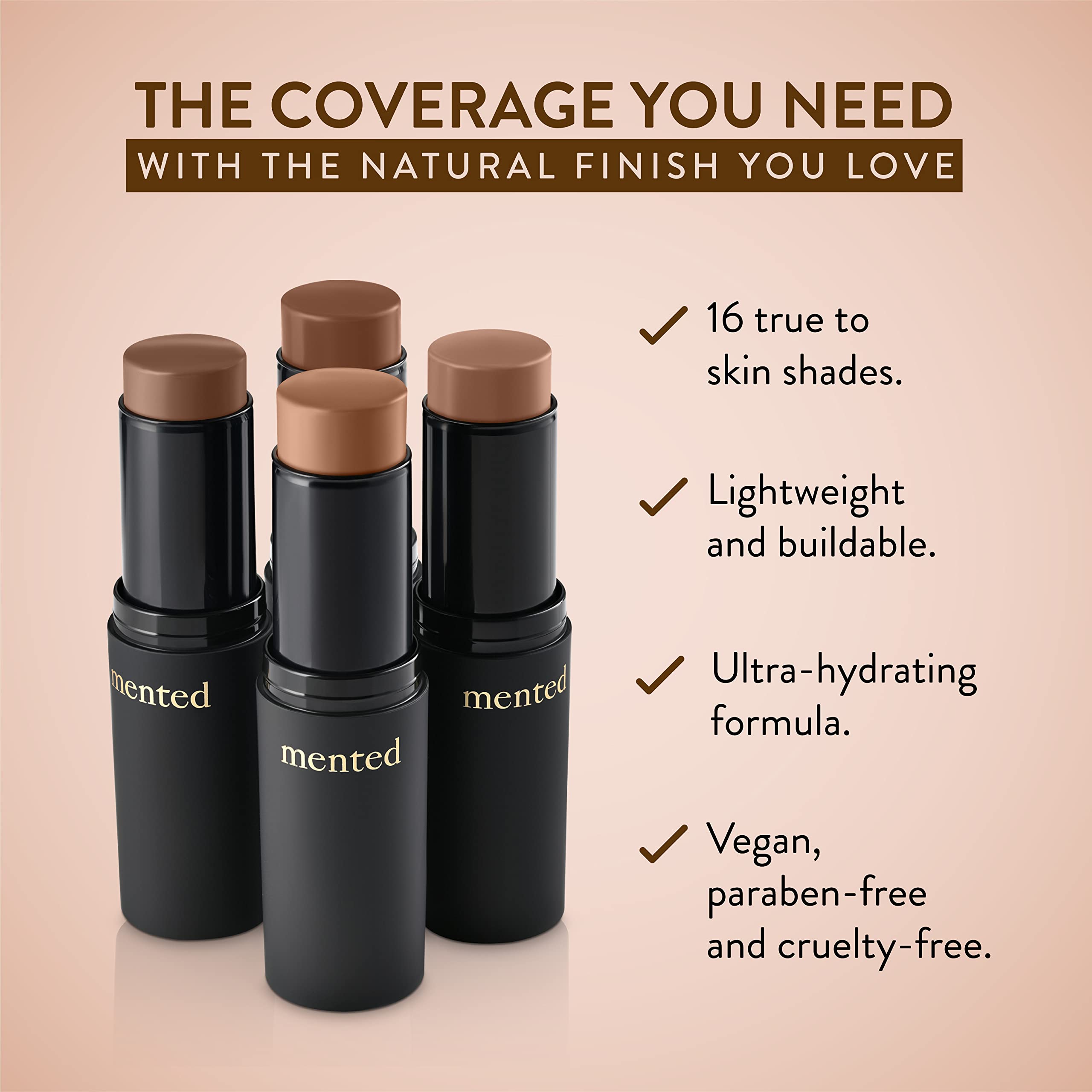Mented Cosmetics Stick Foundation for Dark Skin – Concealer & Contour, Vegan & Cruelty-Free, D10