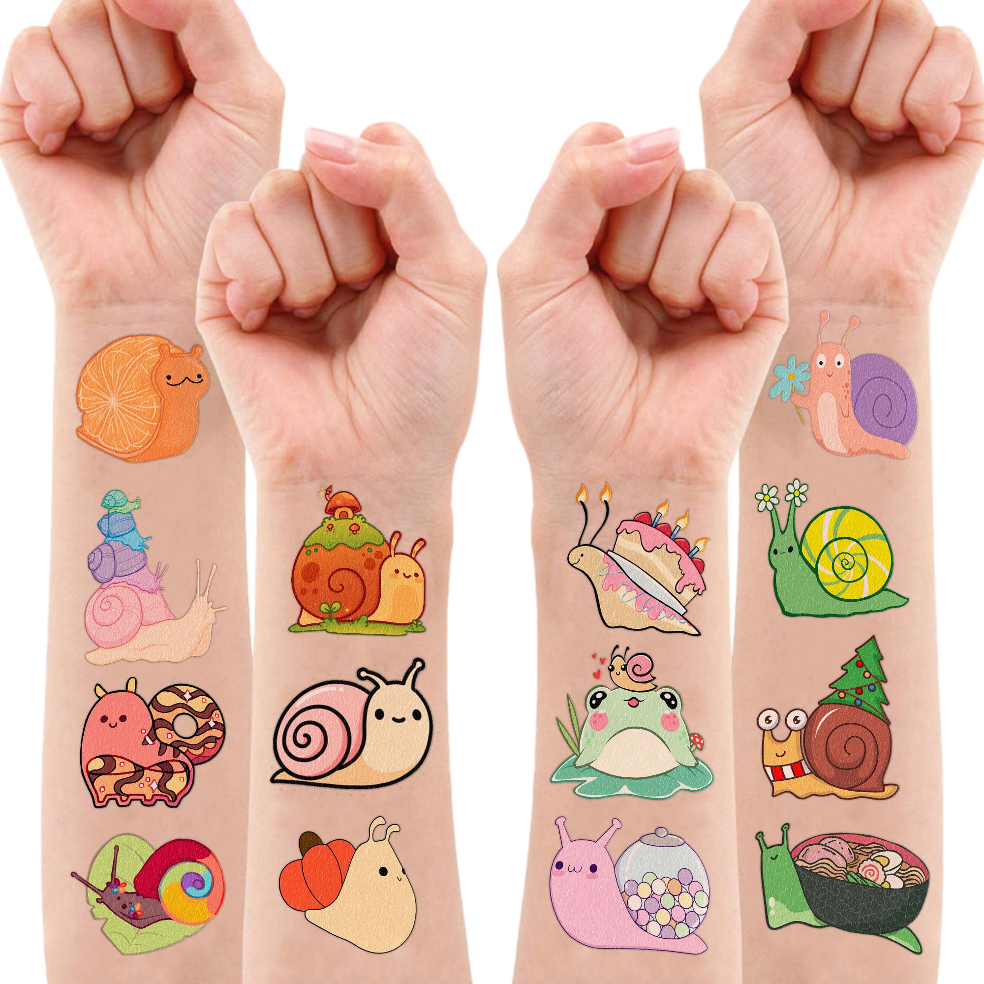 MeoIsDaBest Cute Snail Temporary Tattoos — 8 Sheets, 81 PCS for Party Decor & Favors