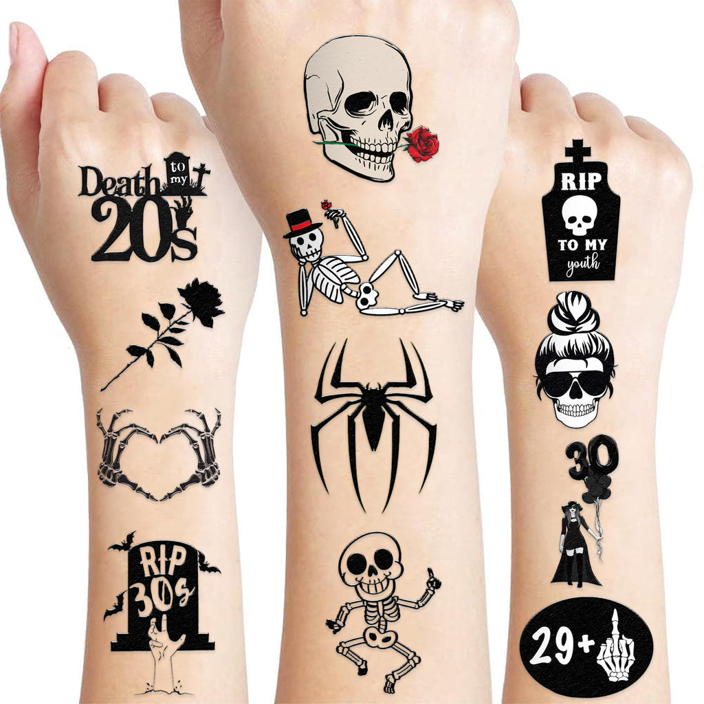 MeoIsDaBest 100 PCS Death to My 20s Temporary Tattoos — 30th Birthday Party Decor