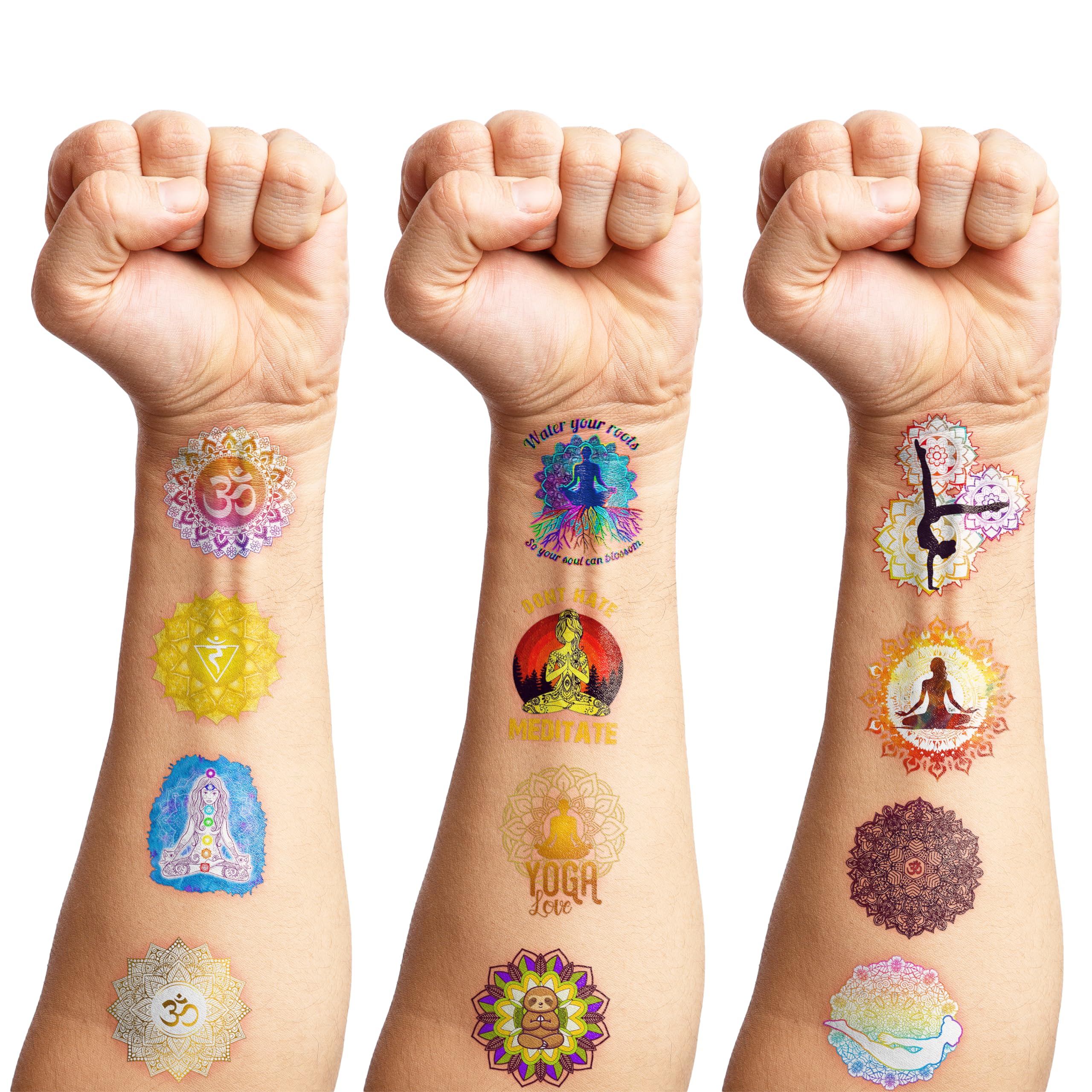 MeoIsDaBest 100 PCS Yoga Day Temporary Tattoos – Mandala Flowers Party Favors & Decor