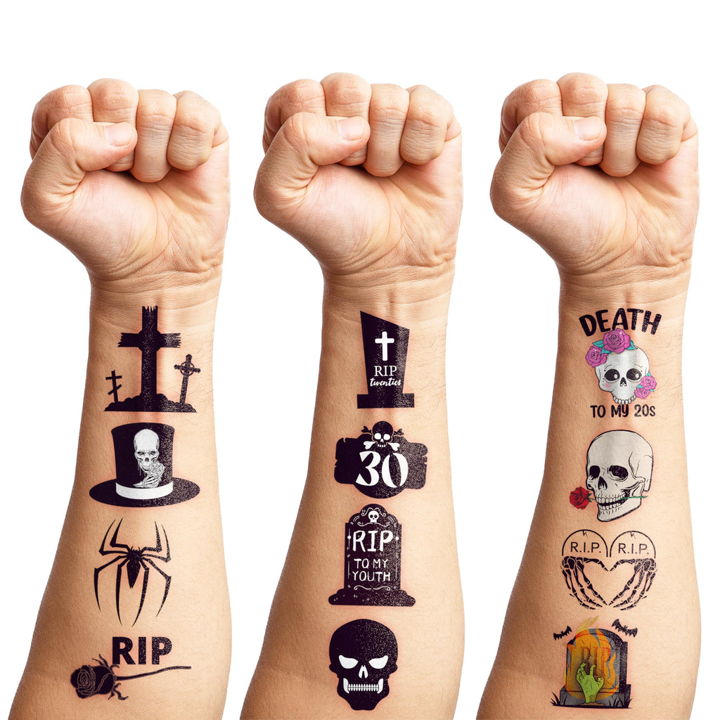 MeoIsDaBest 100 PCS Death to My 20s Temporary Tattoos — 30th Birthday Party Decor