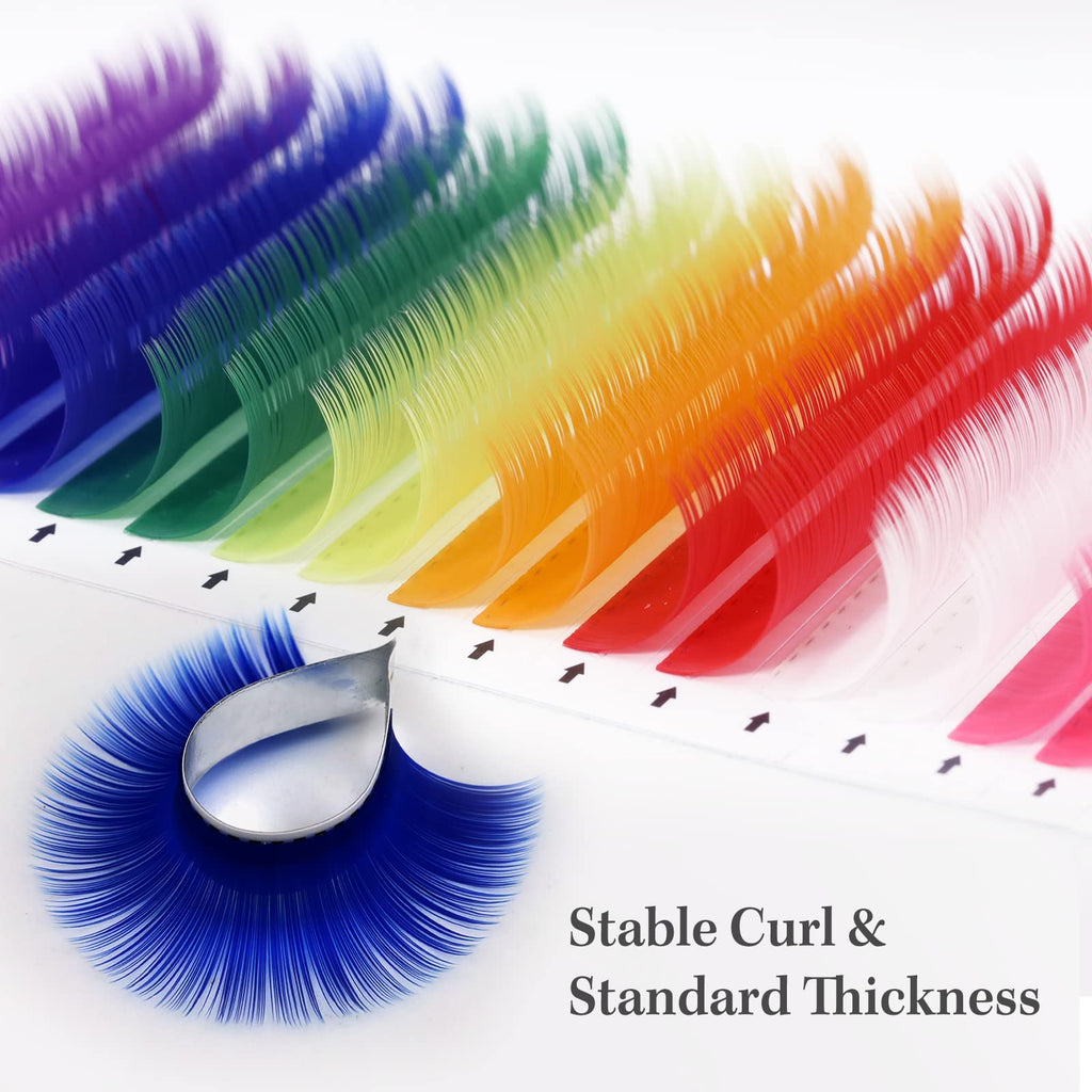 MERETON 16 Rows Colored Lash Extensions – 0.07mm D Curl, 14mm Multicolor Set