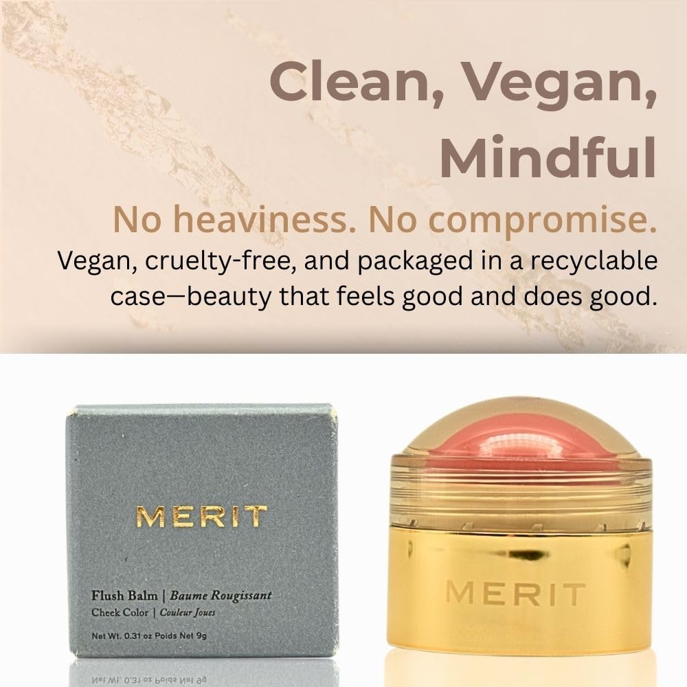 MERIT Flush Balm Cream Blush – Lusitano Soft Peach | Hydrating, Buildable Tint for Cheeks & Lips